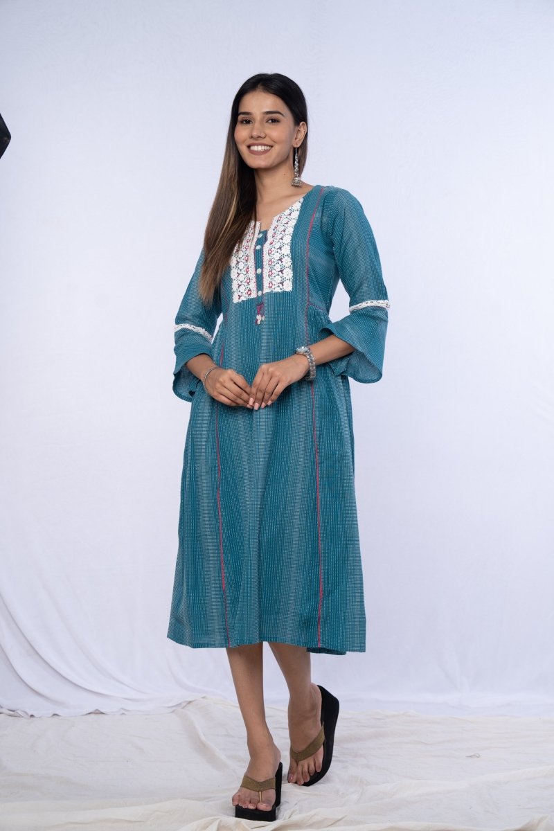 WOK Cotton Dress with Aari Embroidery - Payal