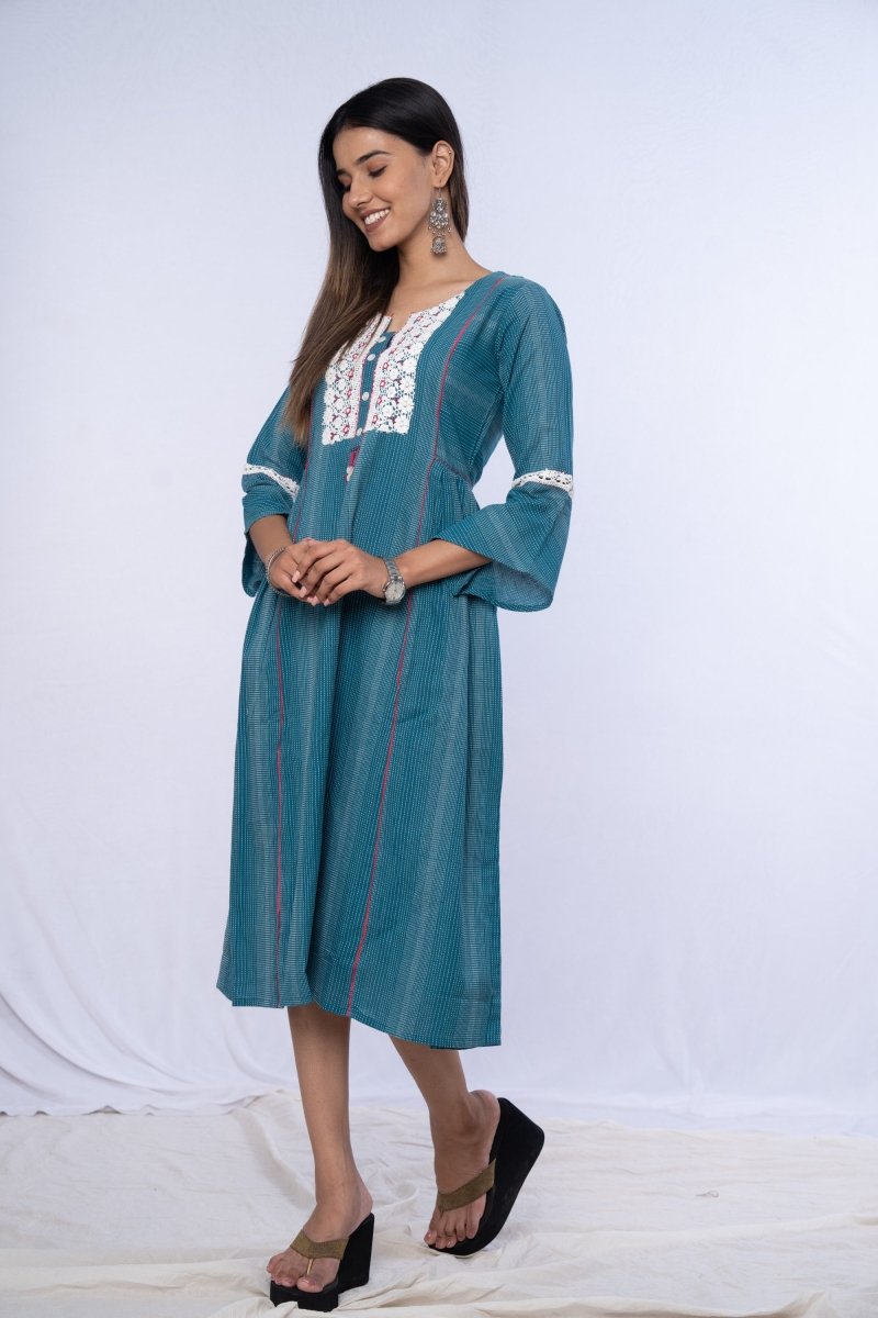 WOK Cotton Dress with Aari Embroidery - Payal