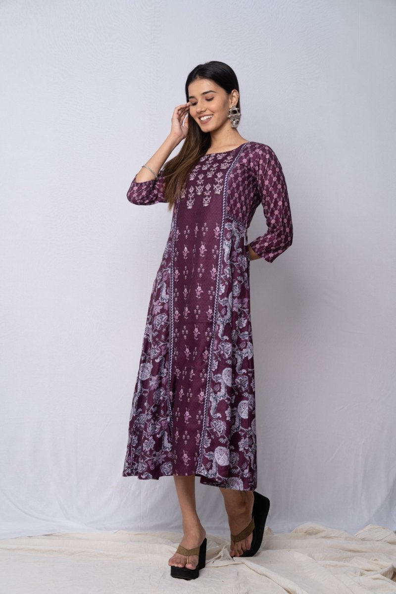 WOK Festive Printed Panelled Dress - Payal