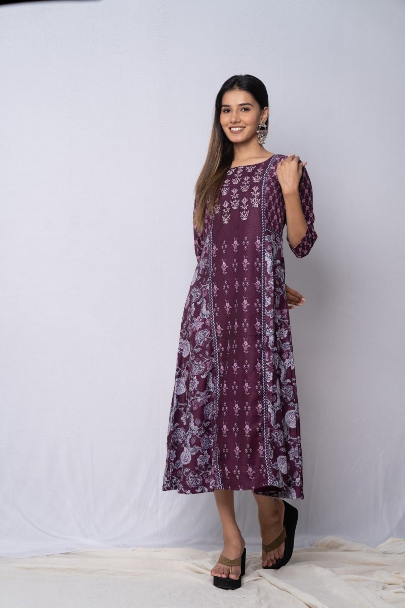 WOK Festive Printed Panelled Dress - Payal