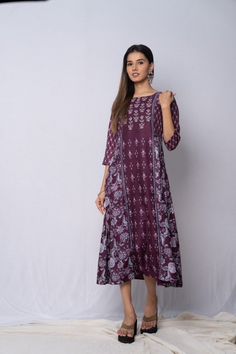 WOK Festive Printed Panelled Dress - Payal