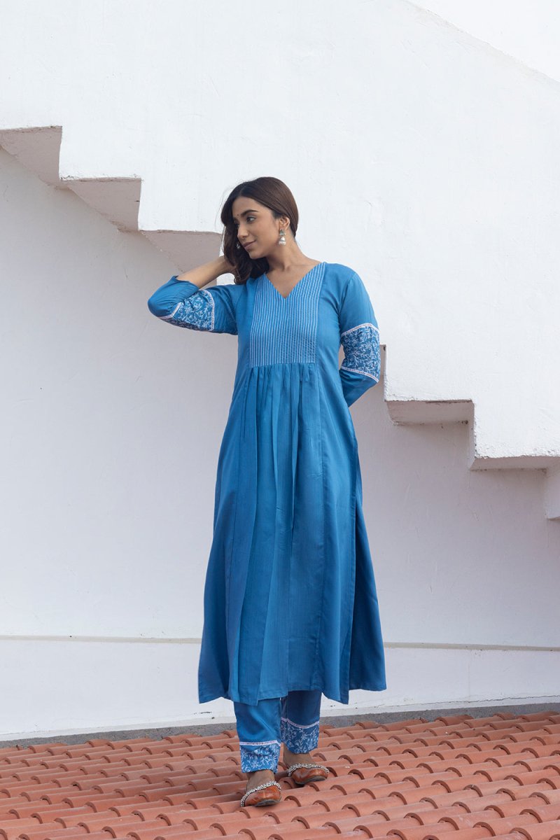WOK Flared Embroidered Kurta Set - Payal
