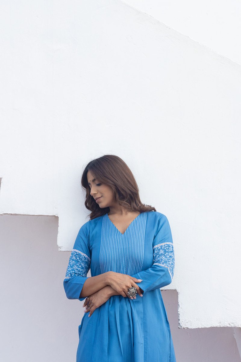 WOK Flared Embroidered Kurta Set - Payal