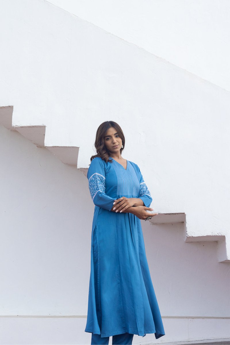 WOK Flared Embroidered Kurta Set - Payal