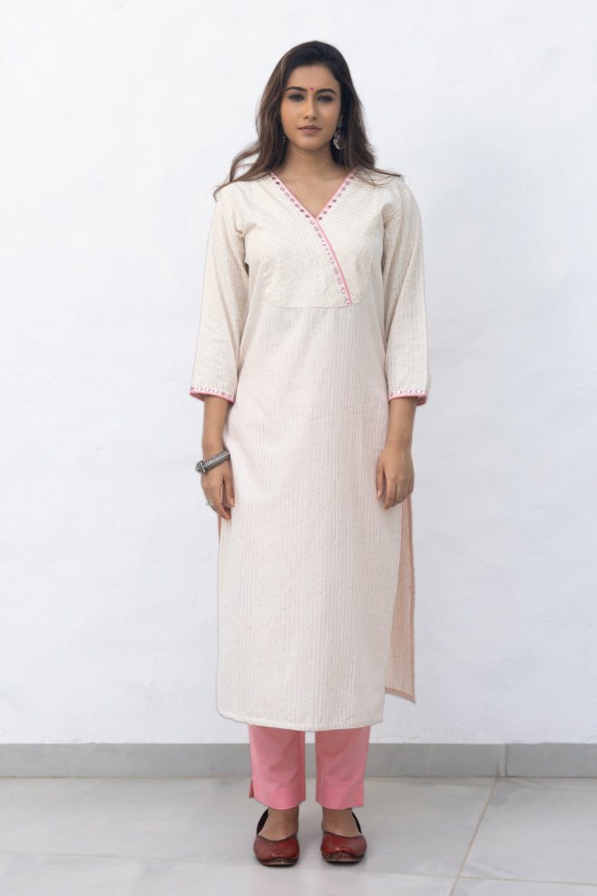 WOK Mirror Mock Straight fit Kurta - Payal