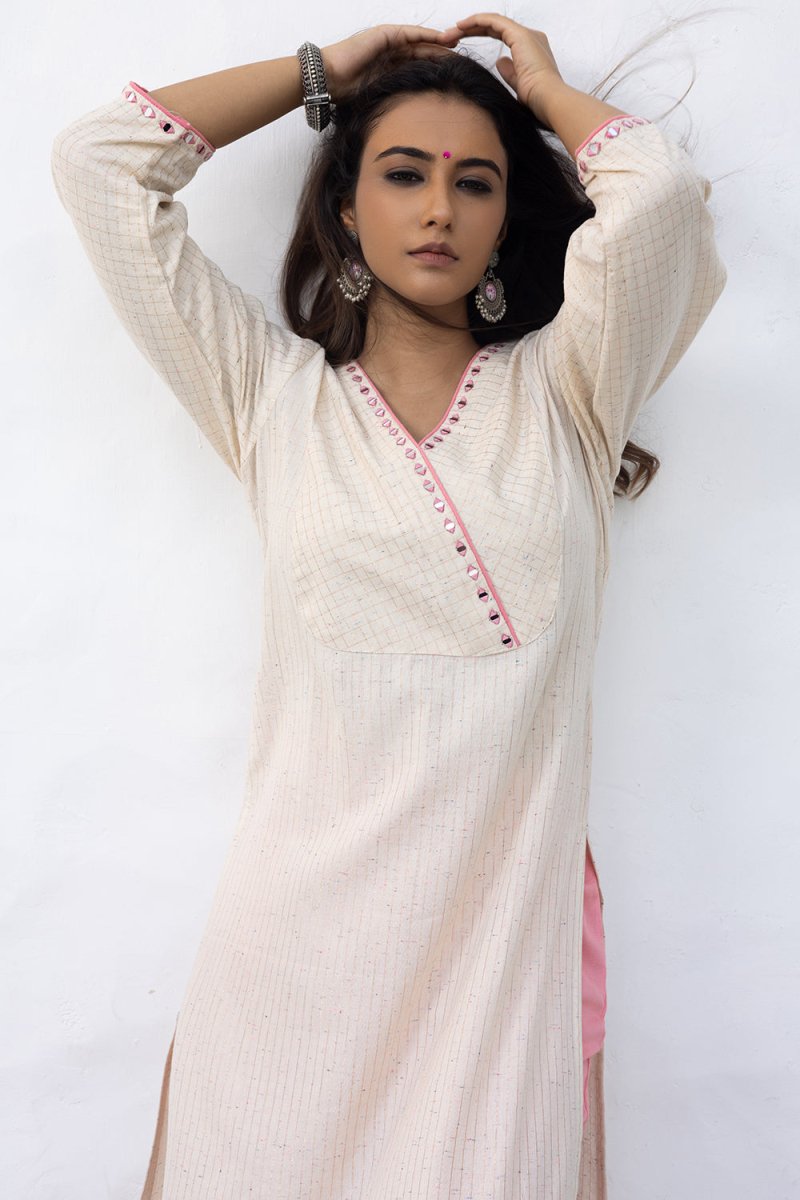 WOK Mirror Mock Straight fit Kurta - Payal