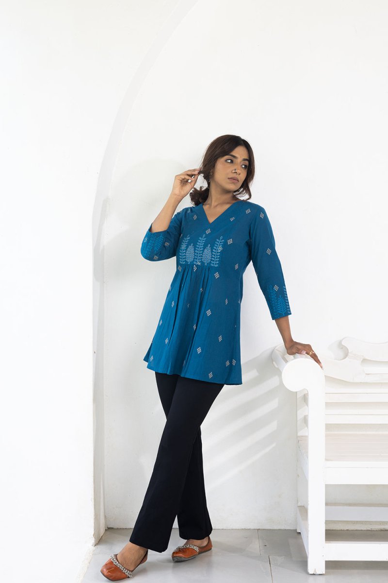 WOK Pleated Jcquard Short Top - Payal