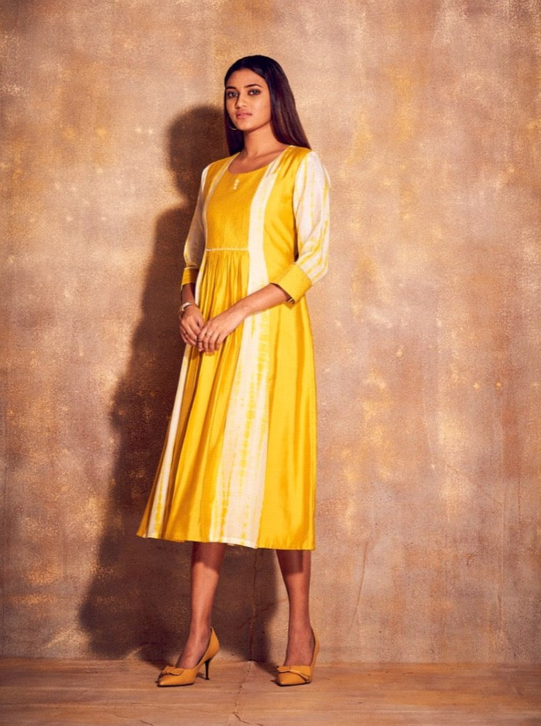 Yellow Muslin A-Line Kurti - Payal