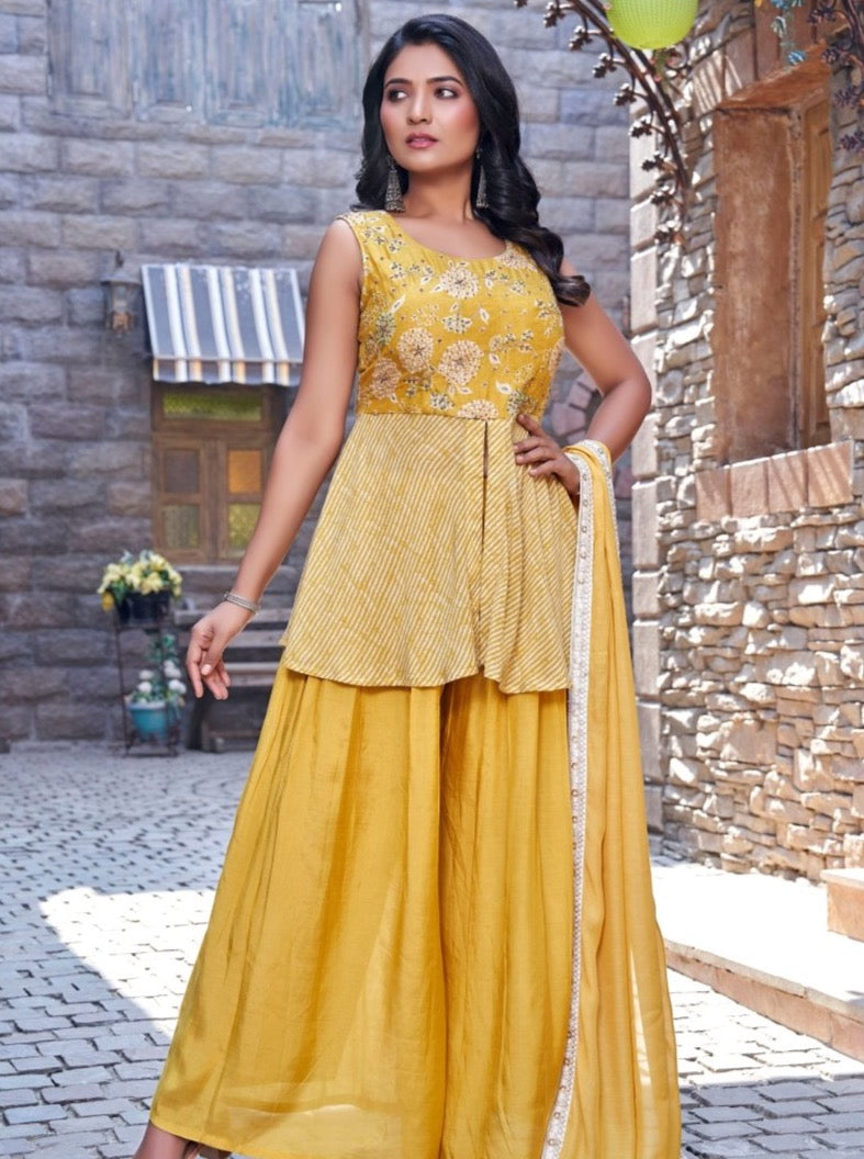 Yellow Muslin Party Wear Suit Set - Payal