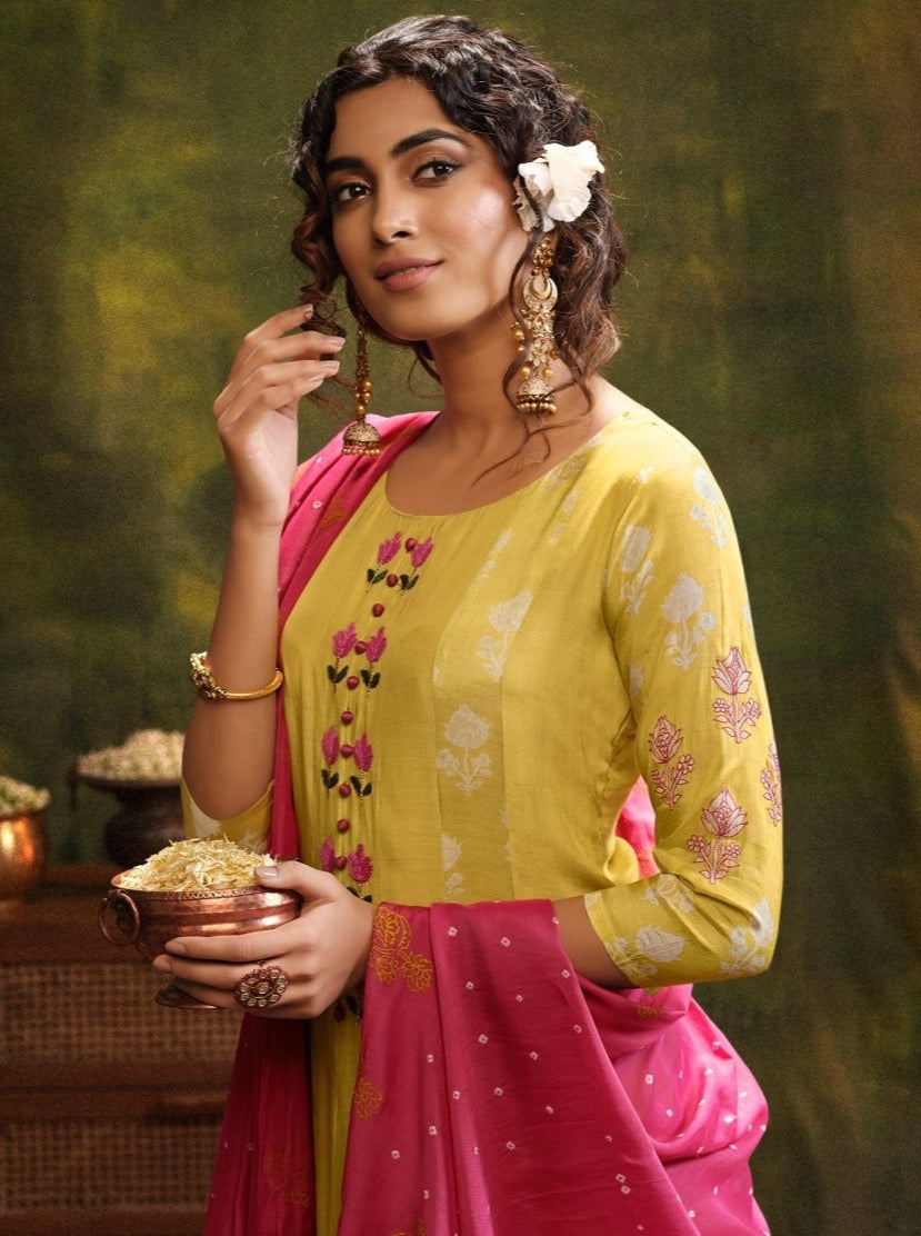 Yellow Muslin Suit set - Payal