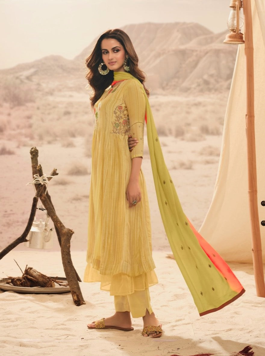 Yellow Muslin Suit set - Payal