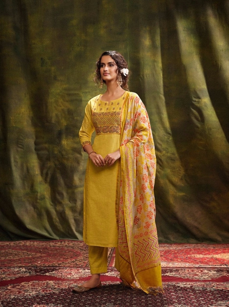 Yellow Straight Cut Festive Suit Set - Payal