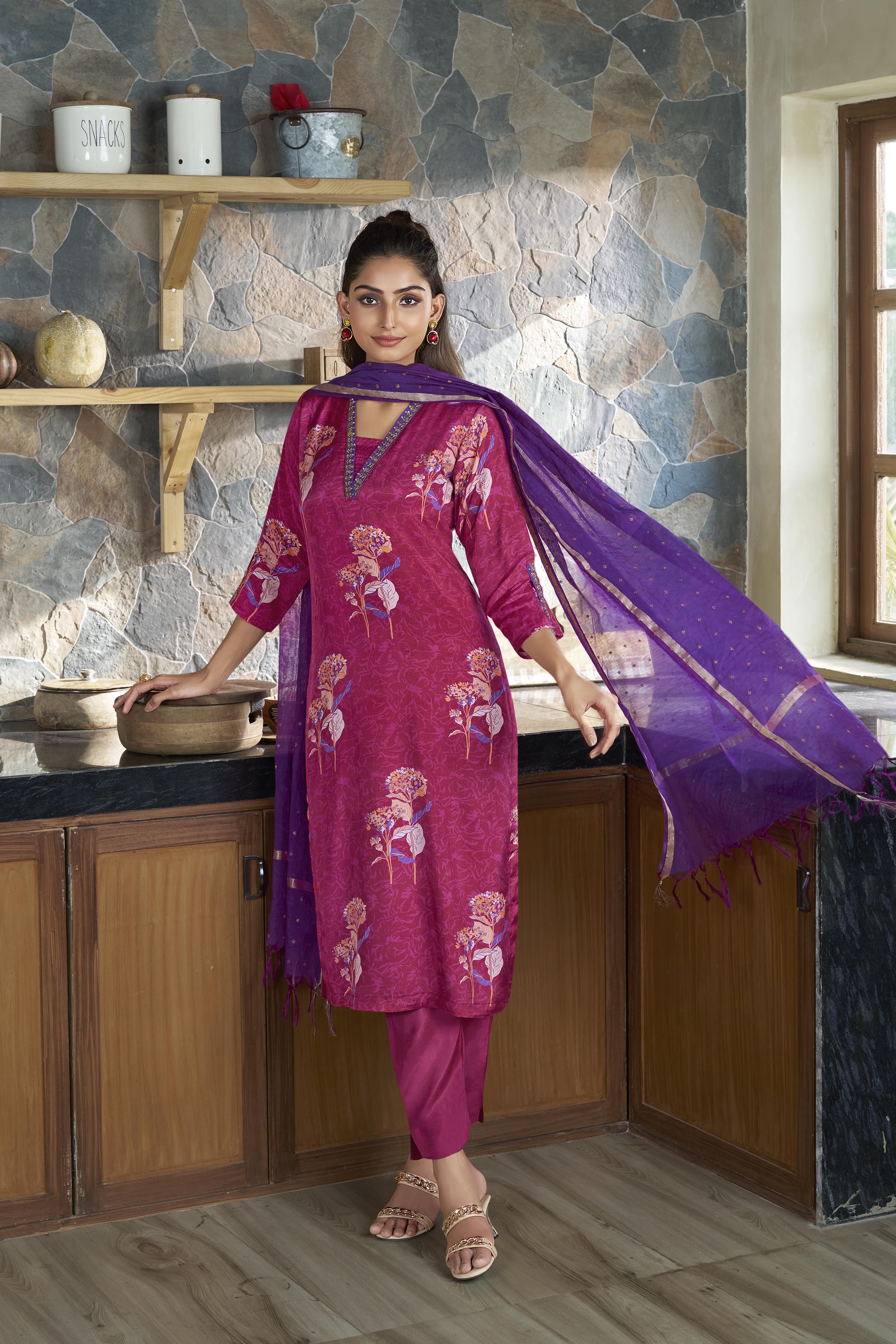 A Refined Muslin Rani Salwar Suit