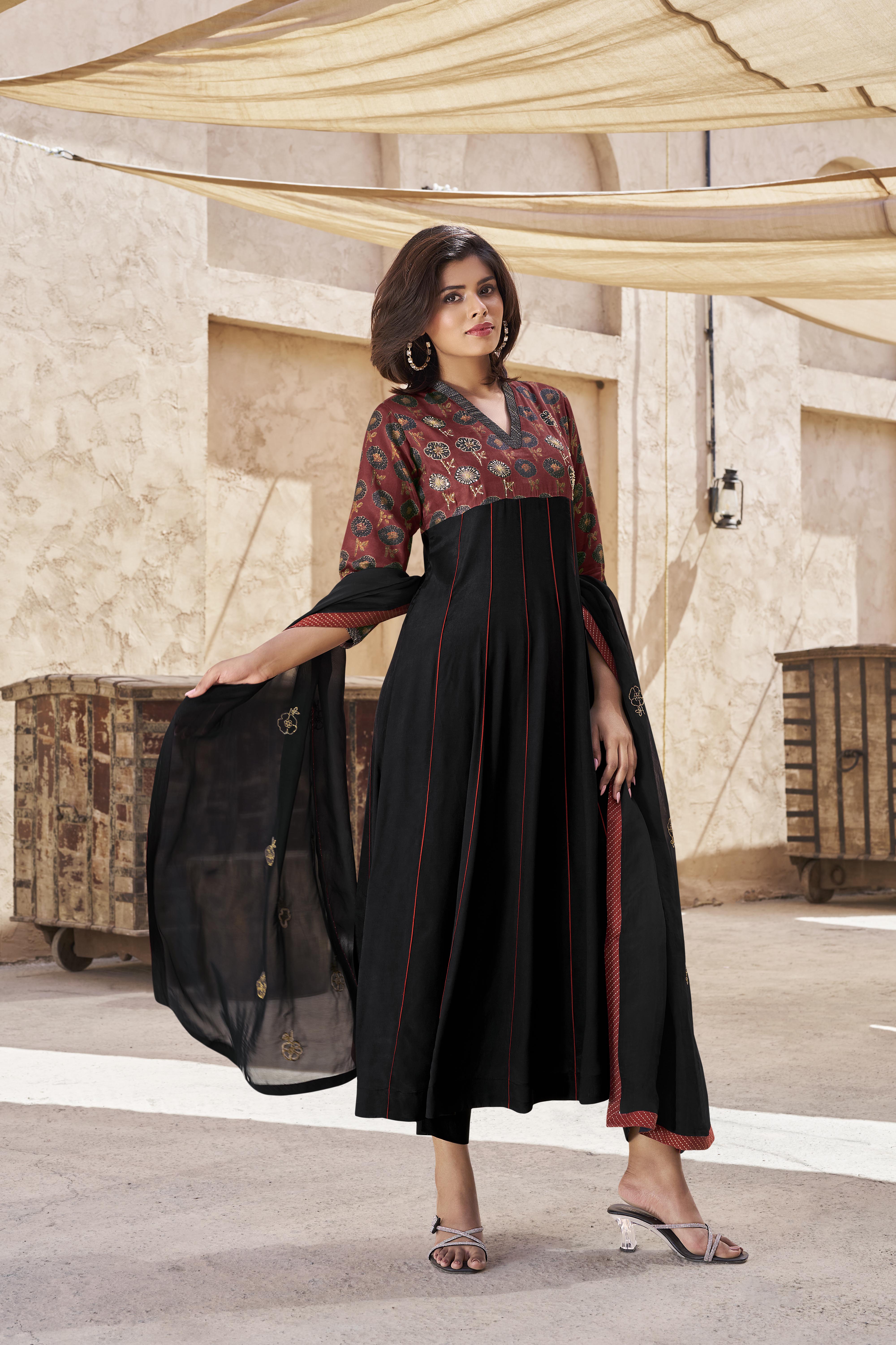 Maroon Muslin Anarkali Salwar Suit Set