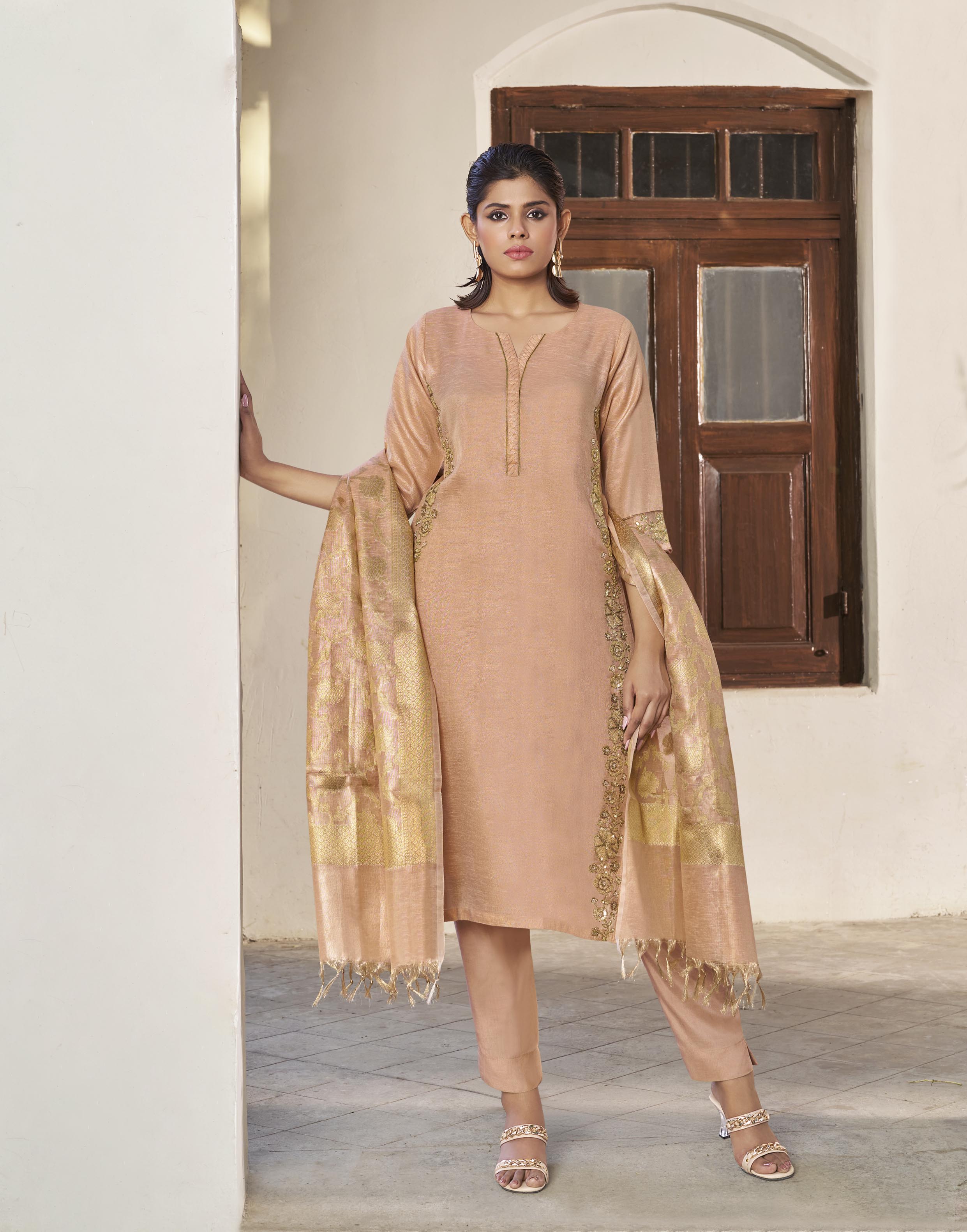 Pich Poly cotton A-line Salwar Suit Set
