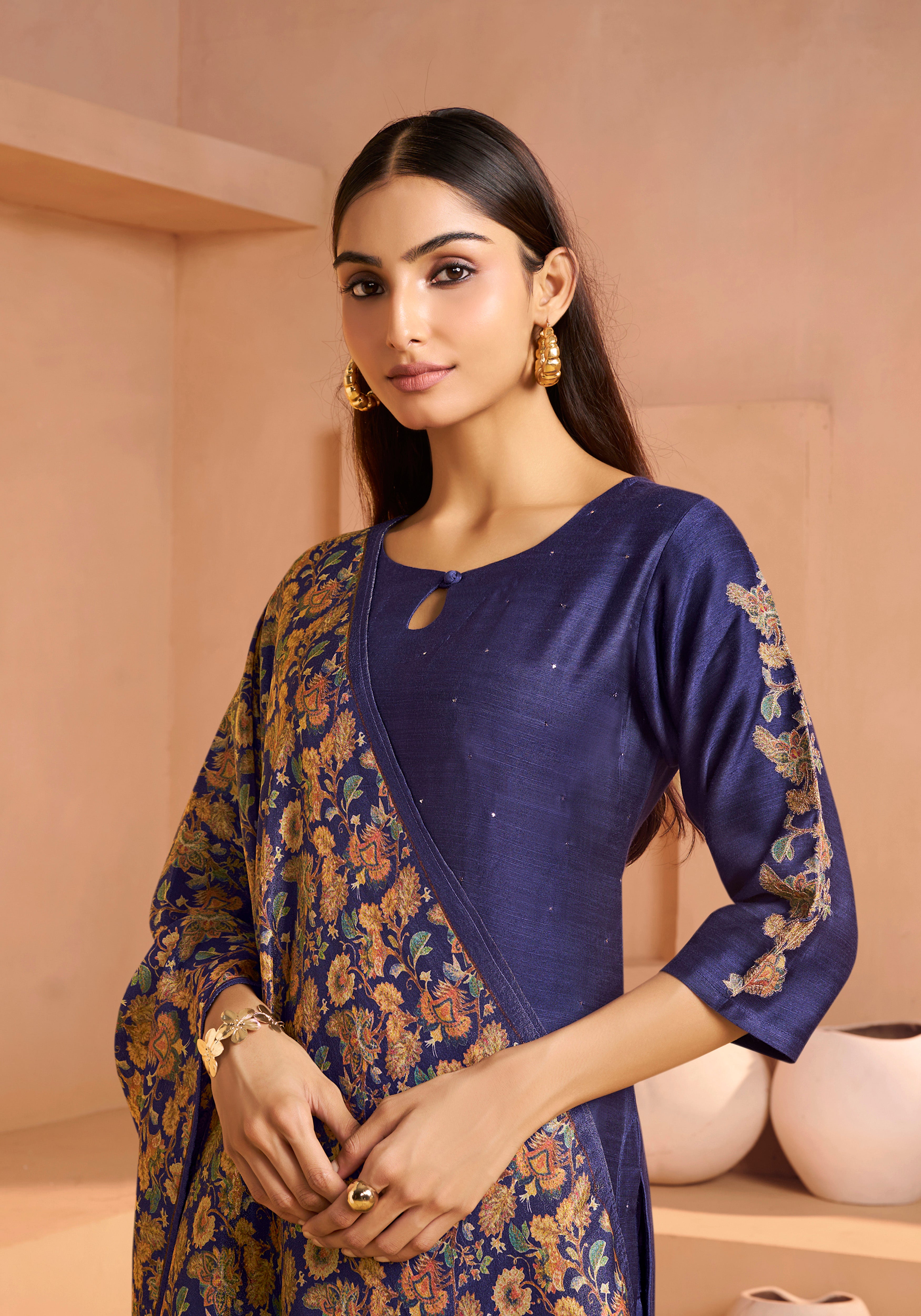 Purple Silk Straight Salwar Suit