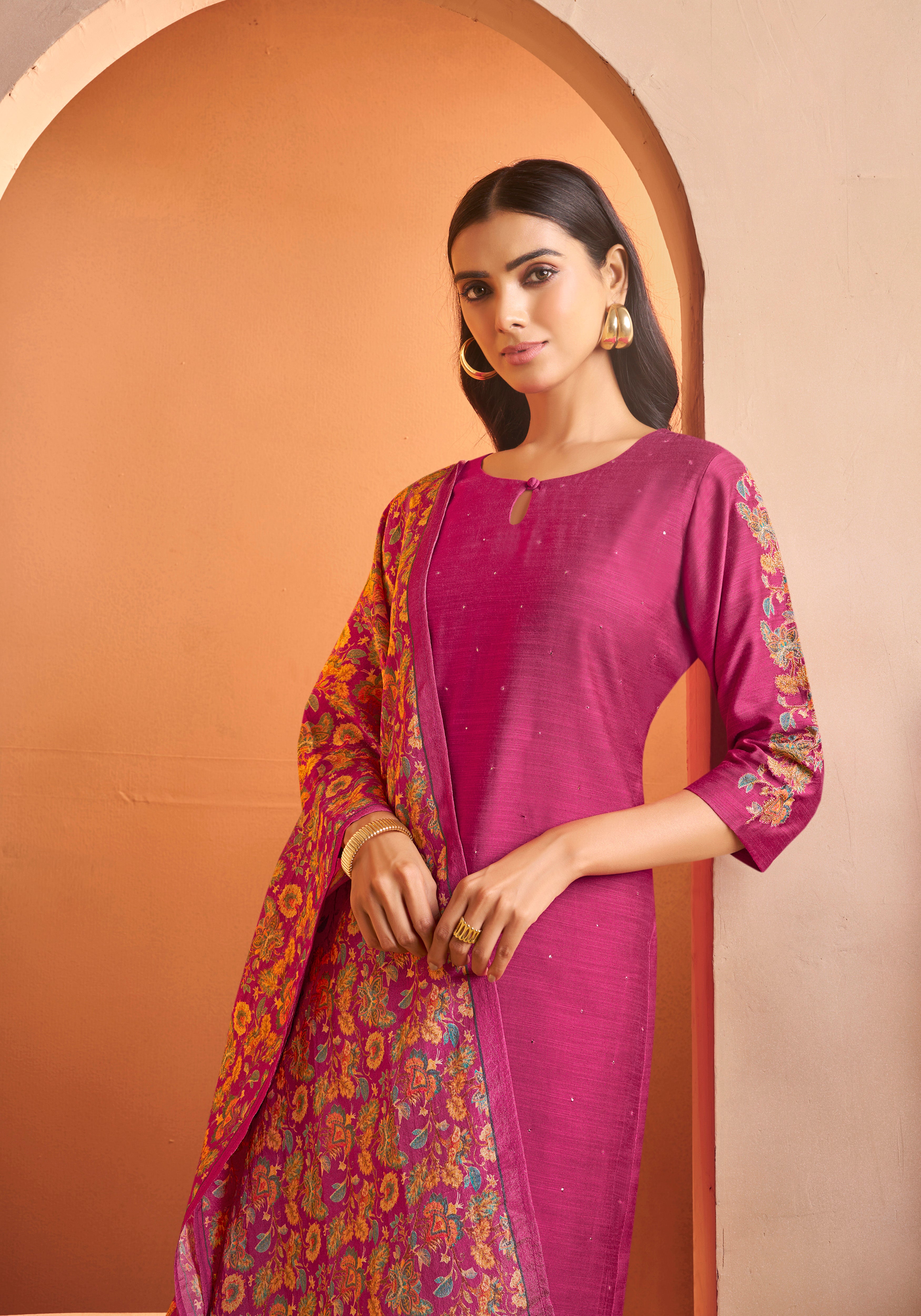Rani Silk Straight Salwar Suit