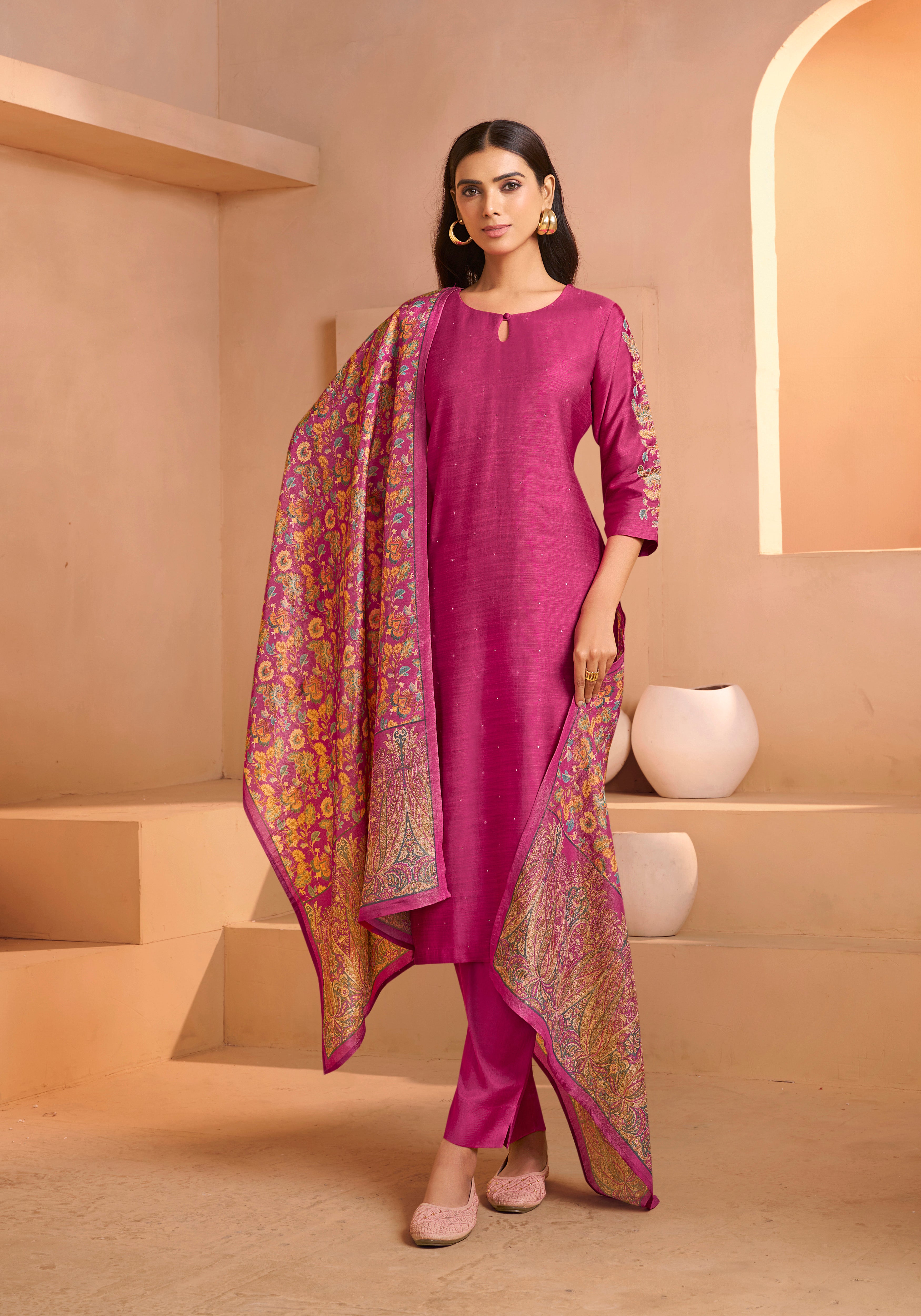 Rani Silk Straight Salwar Suit