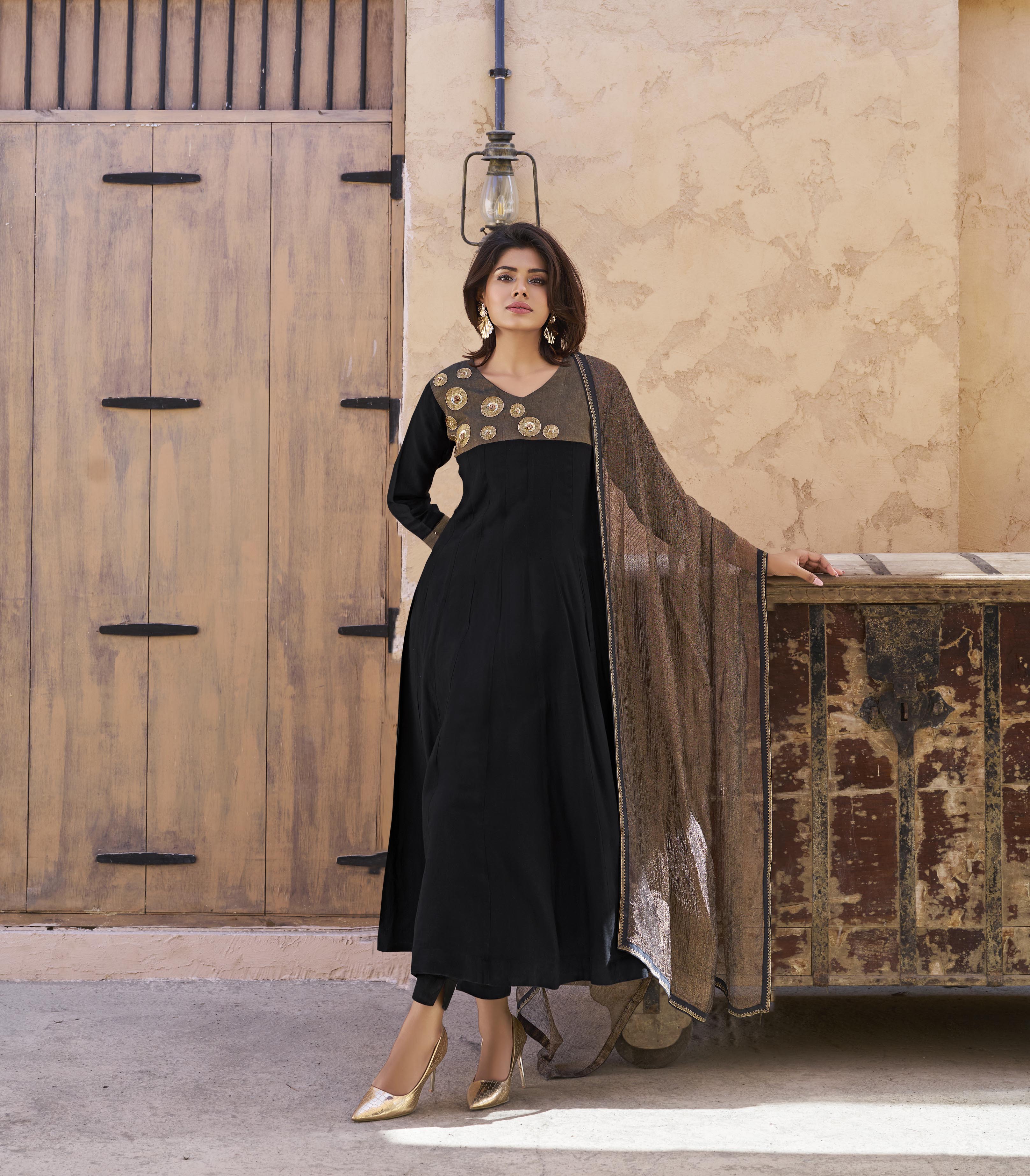 Black Flared Salwar Suit