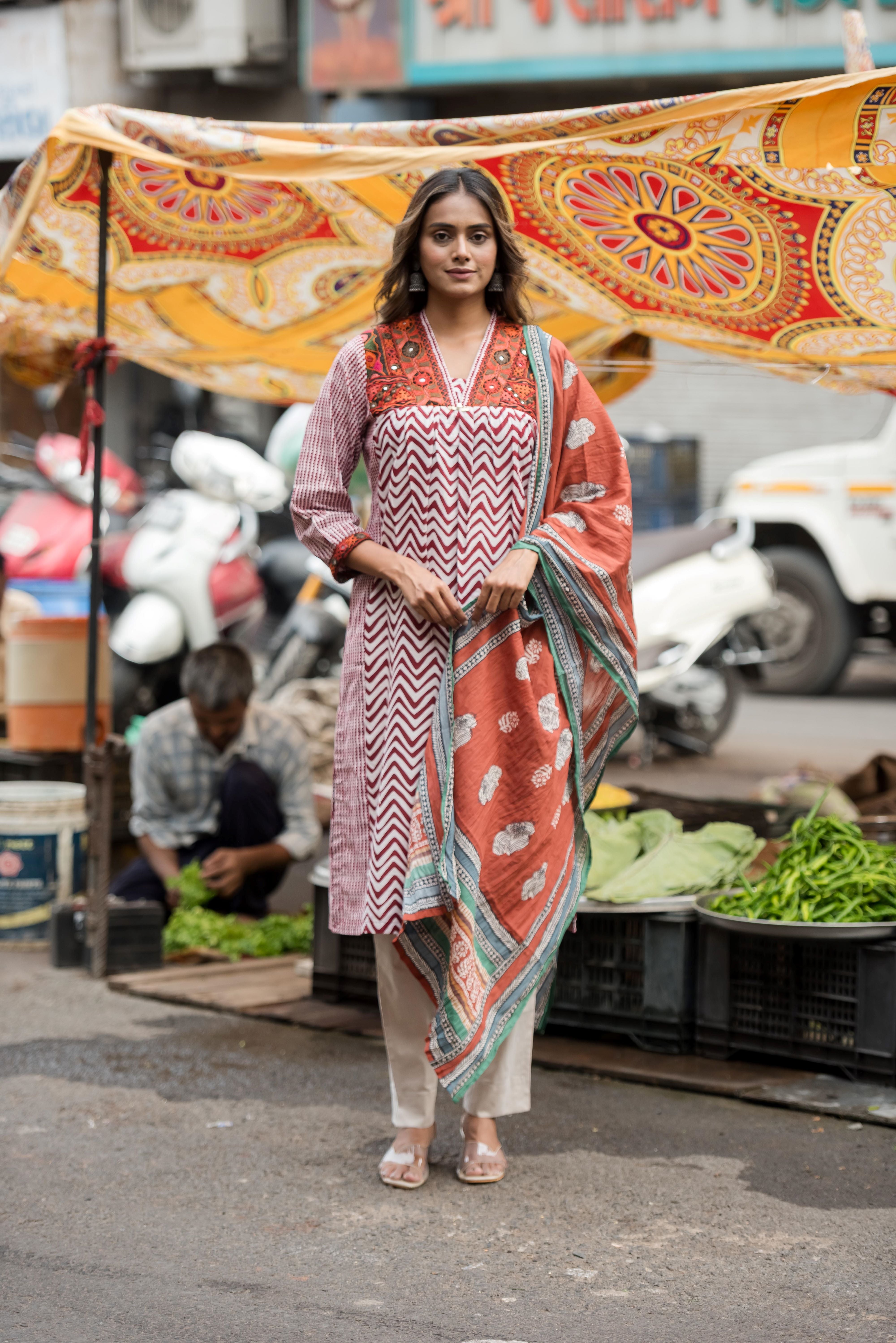 Maroon Muslin Straight Salwar Suit