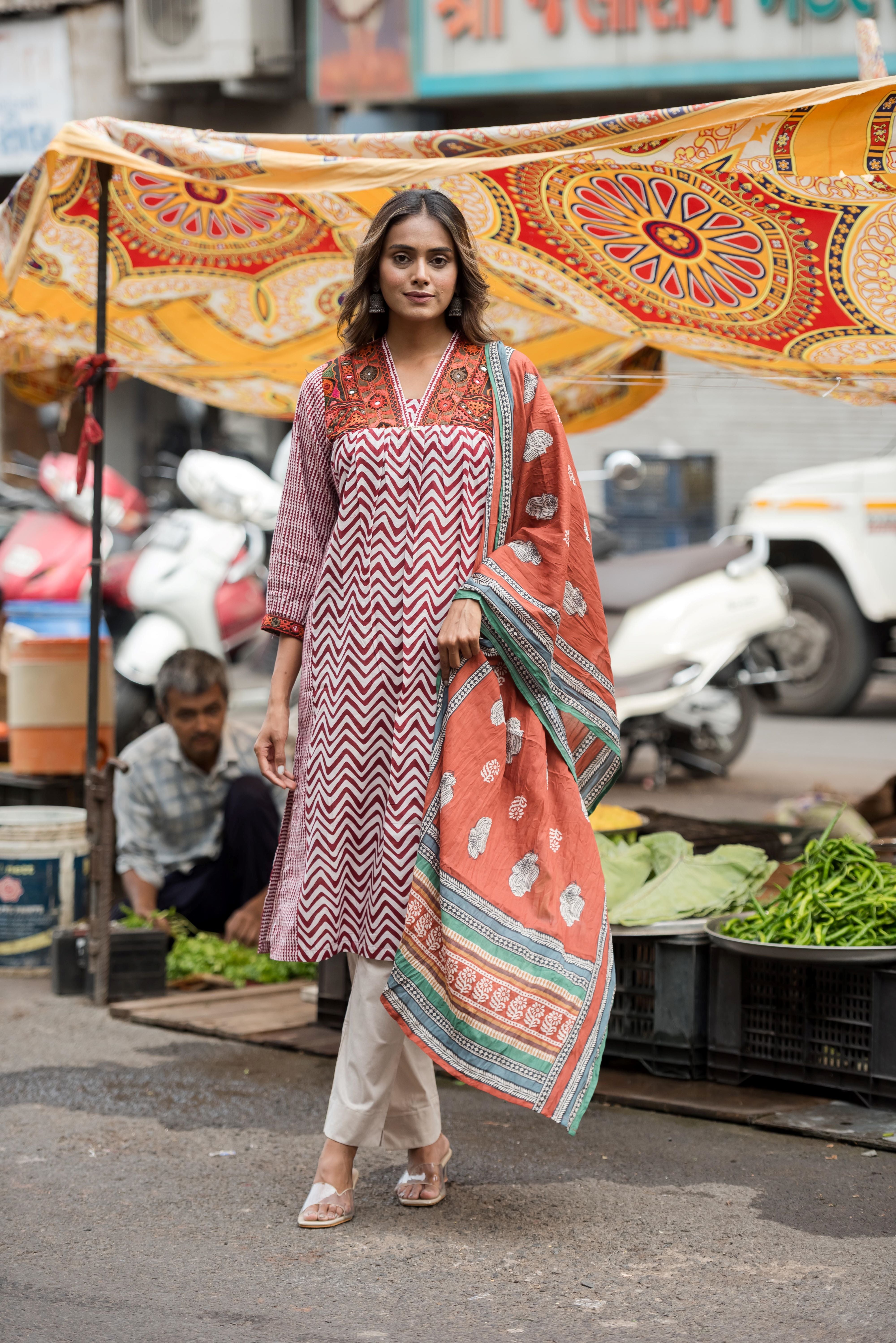Maroon Muslin Straight Salwar Suit