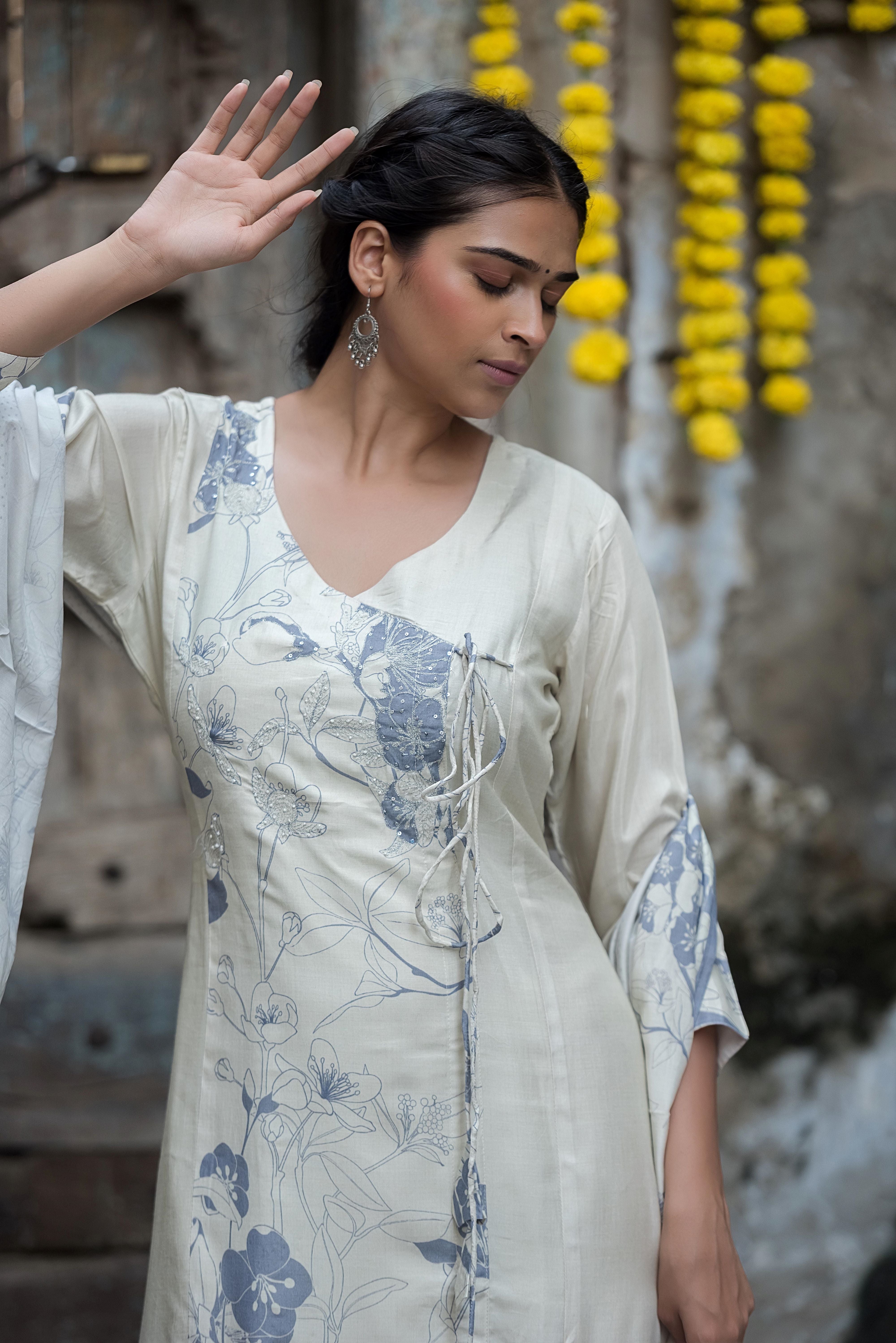 Grey Straight Muslin Salwar Suit