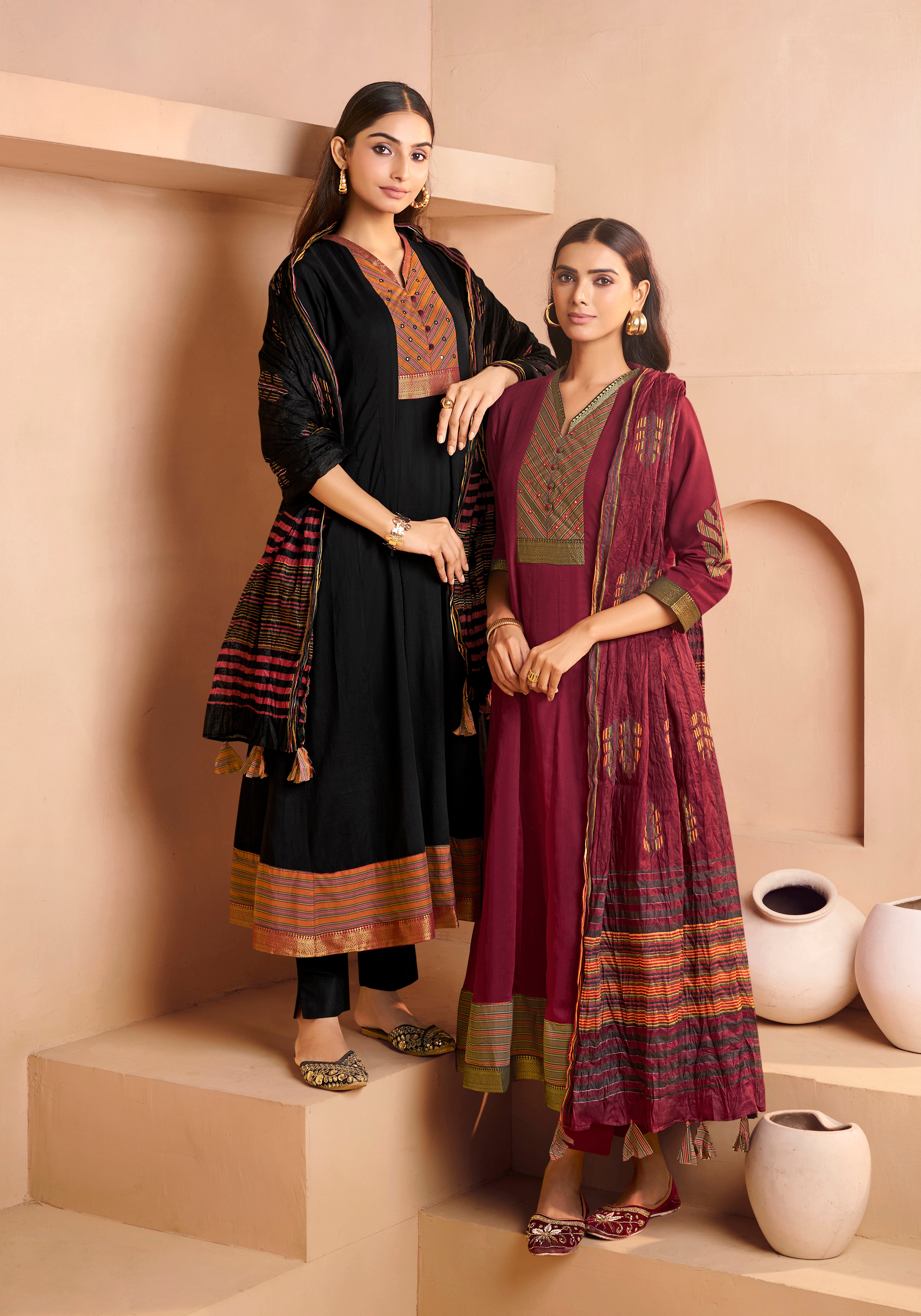 Black Cotton Anarkali Salwar Suit