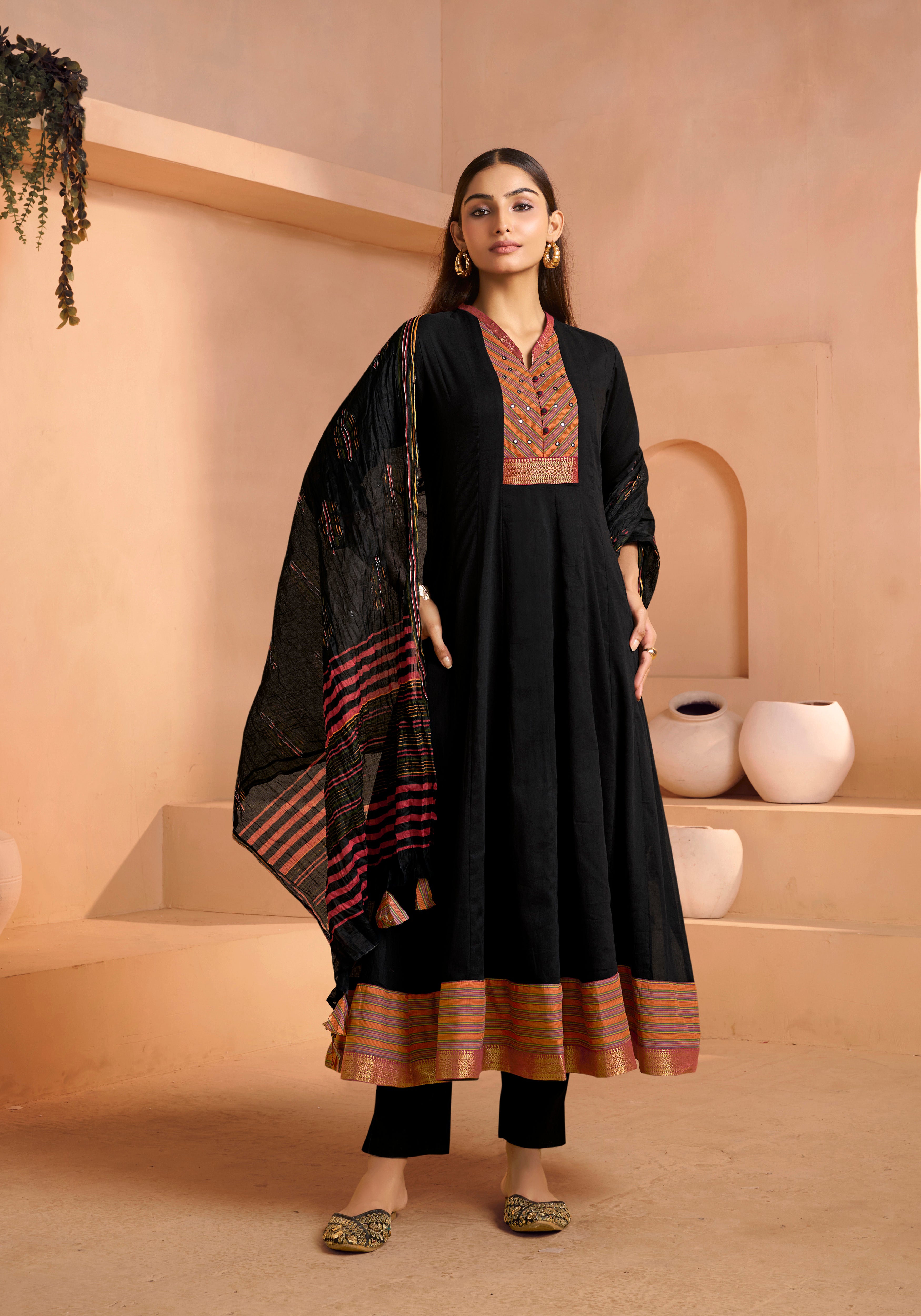 Black Cotton Anarkali Salwar Suit