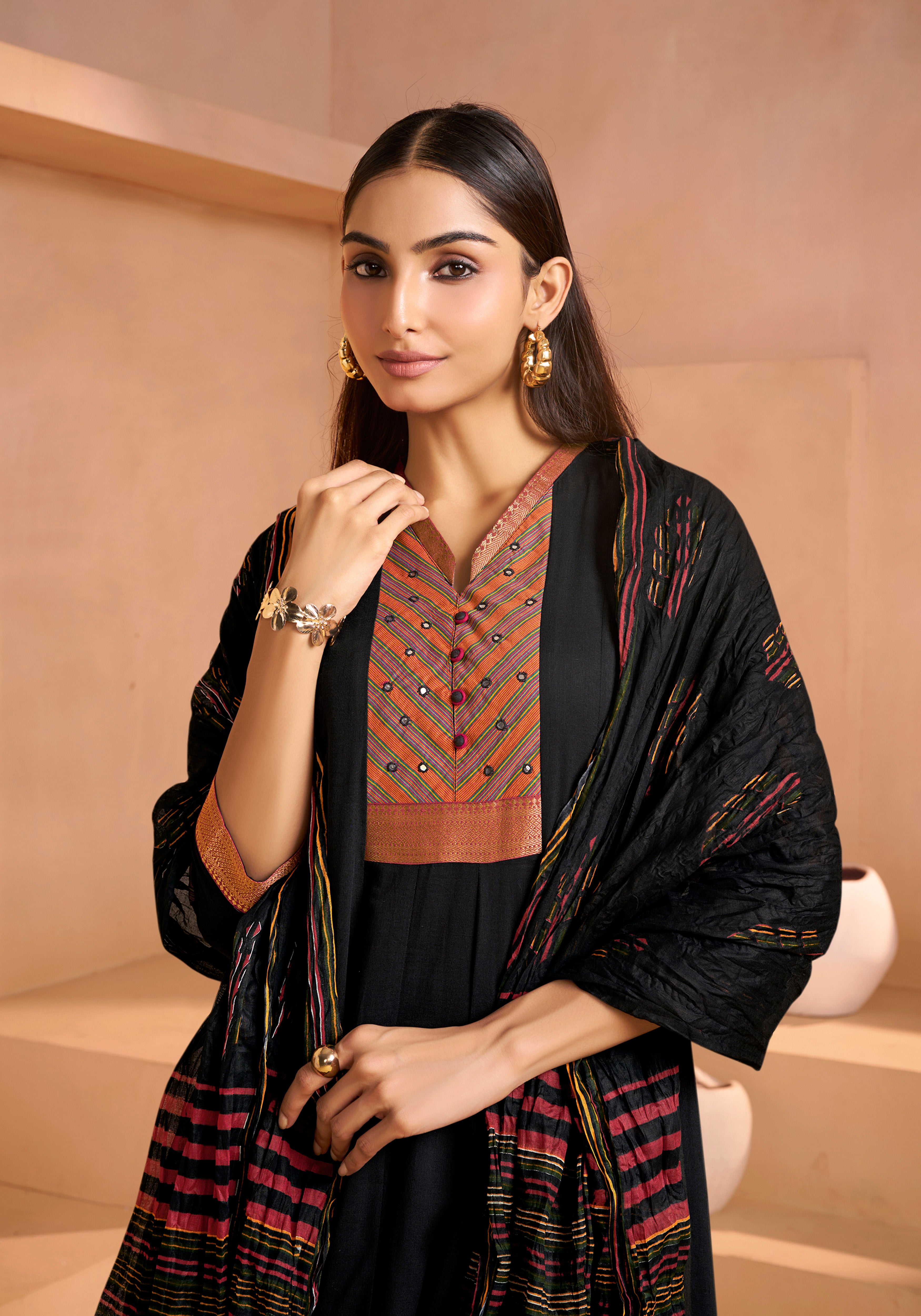 Black Cotton Anarkali Salwar Suit