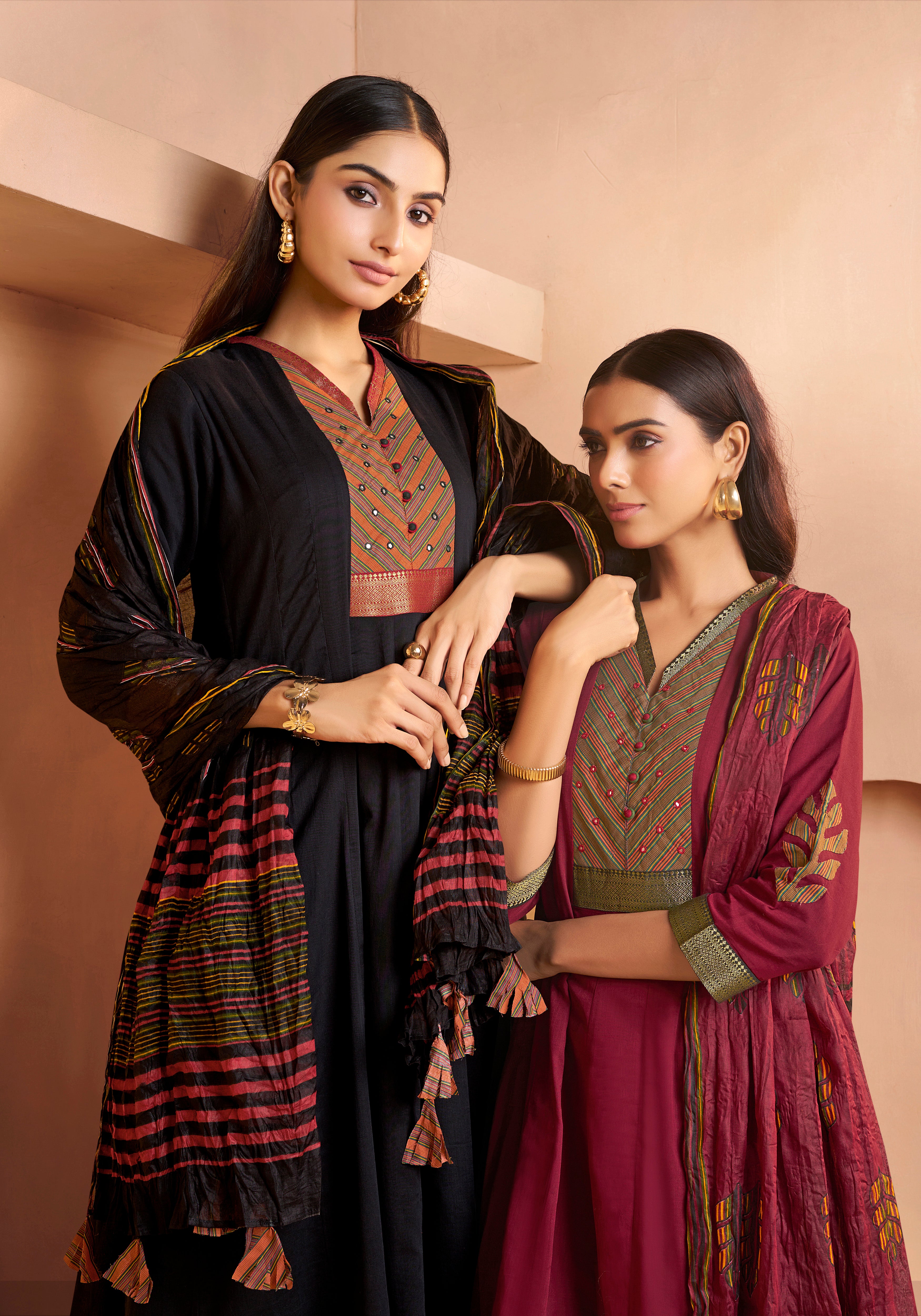 Maroon Cotton Anarkali Salwar Suit