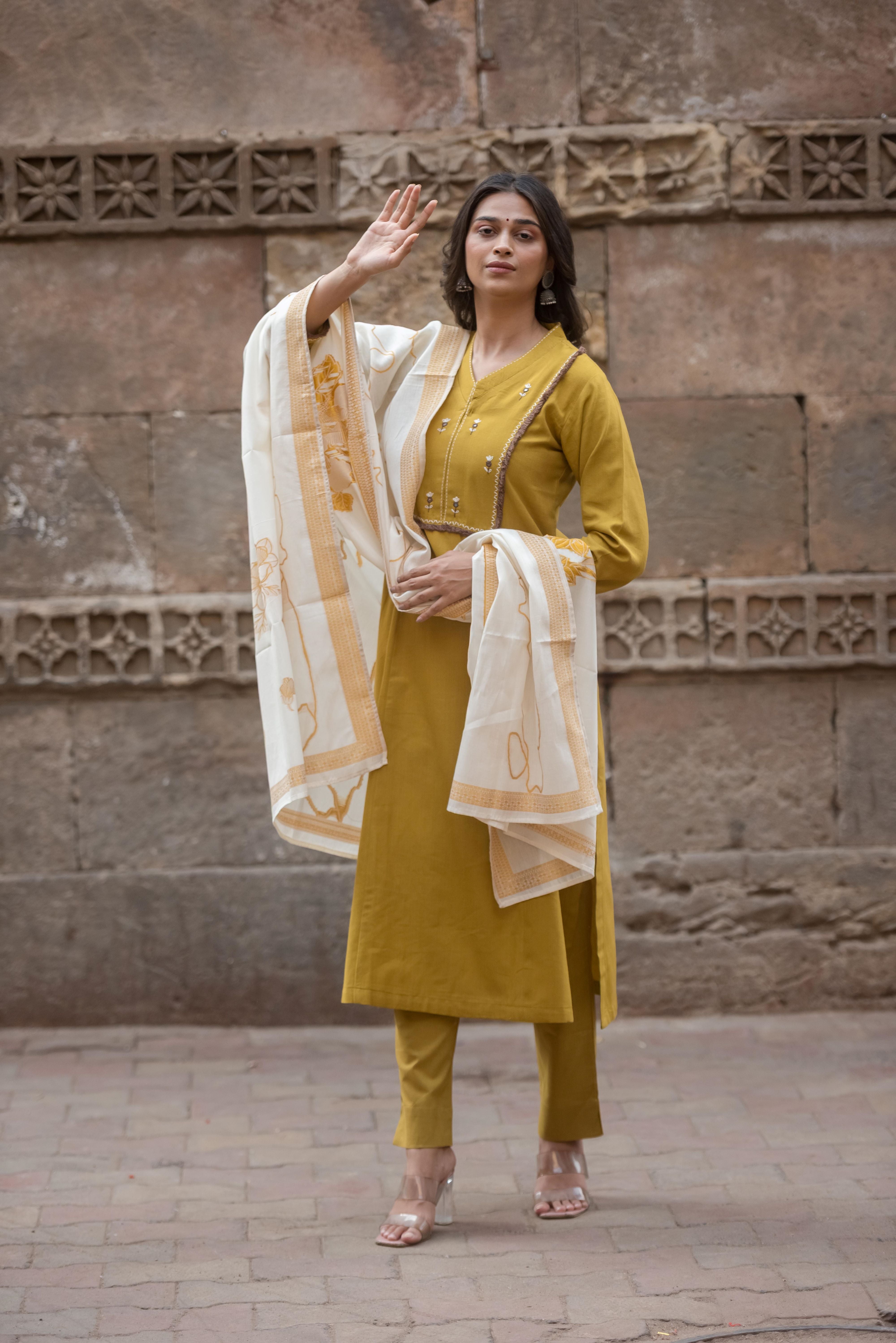 Elegant Yellow South Cotton Salwar Suit