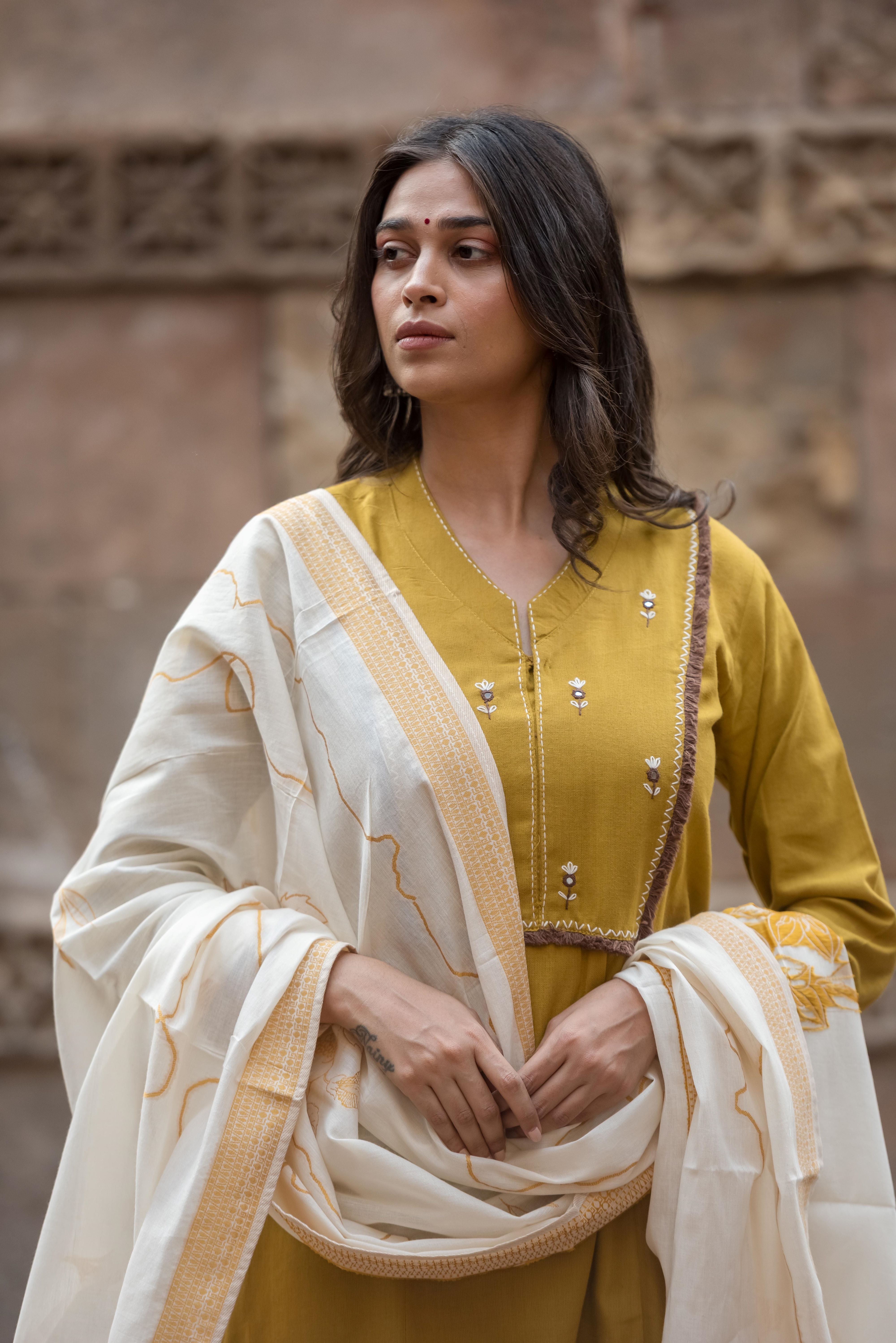 Elegant Yellow South Cotton Salwar Suit