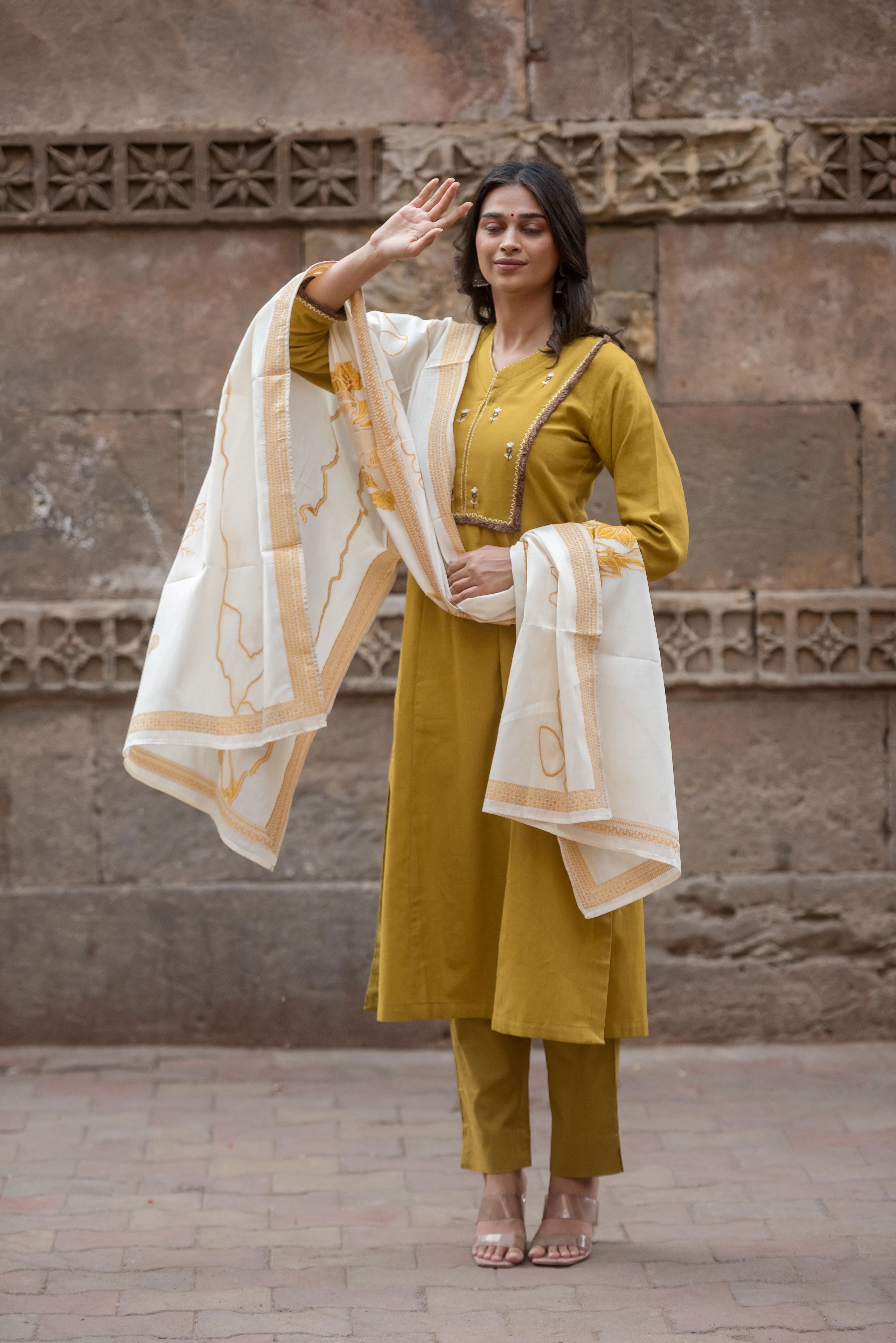 Elegant Yellow South Cotton Salwar Suit
