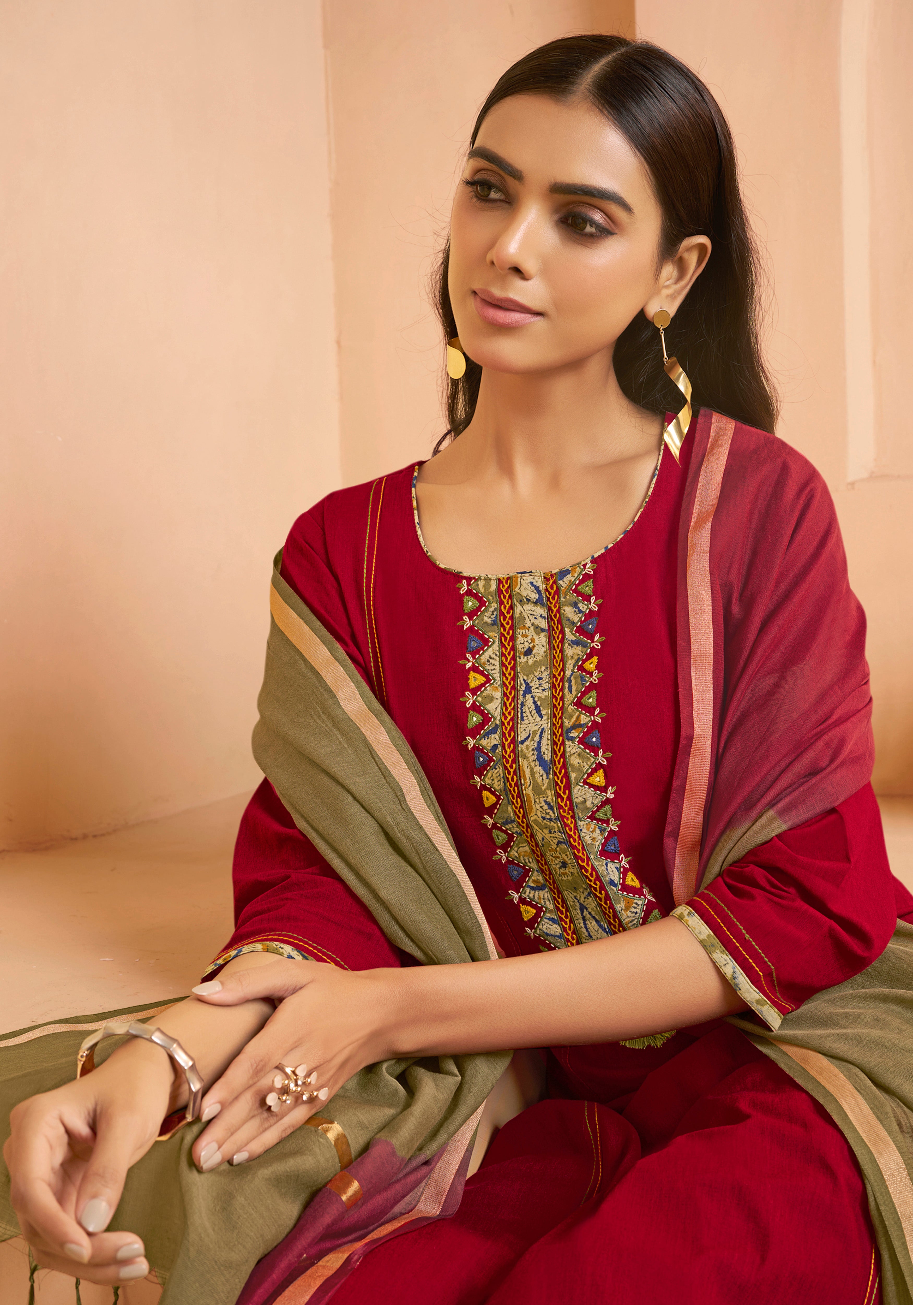 Maroon Straight Salwar Suit