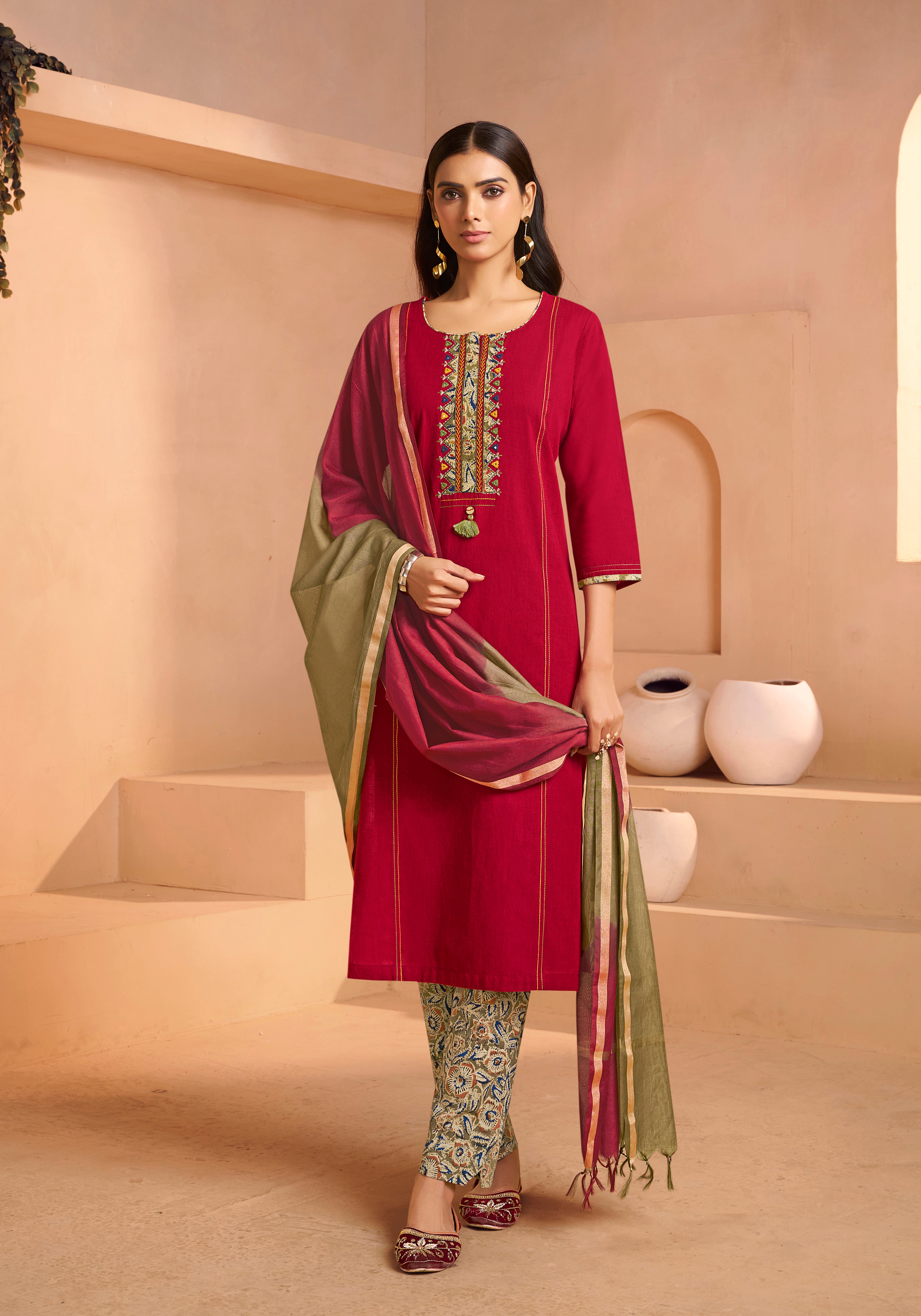 Maroon Straight Salwar Suit