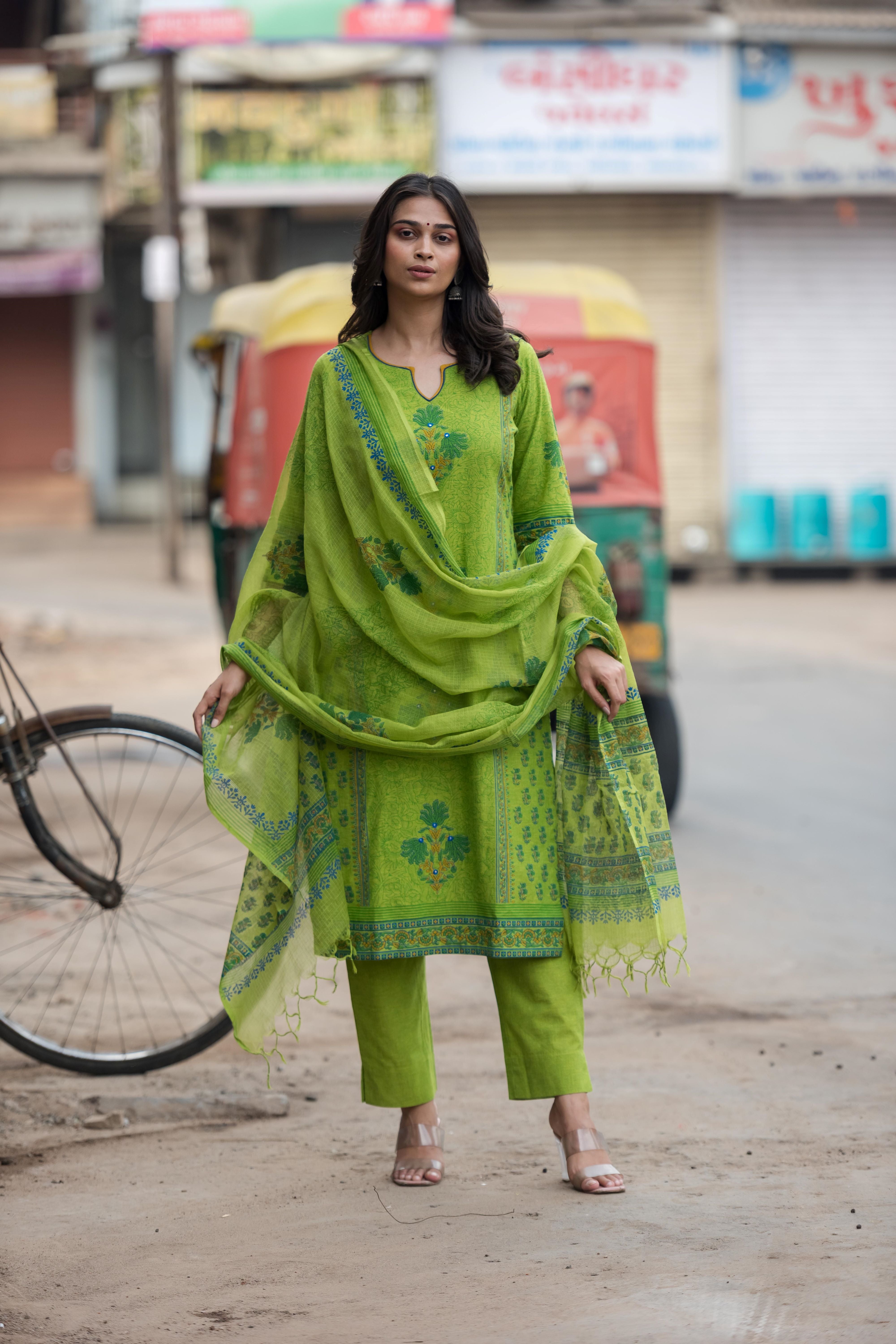 A Green South Cotton Salwar Suit