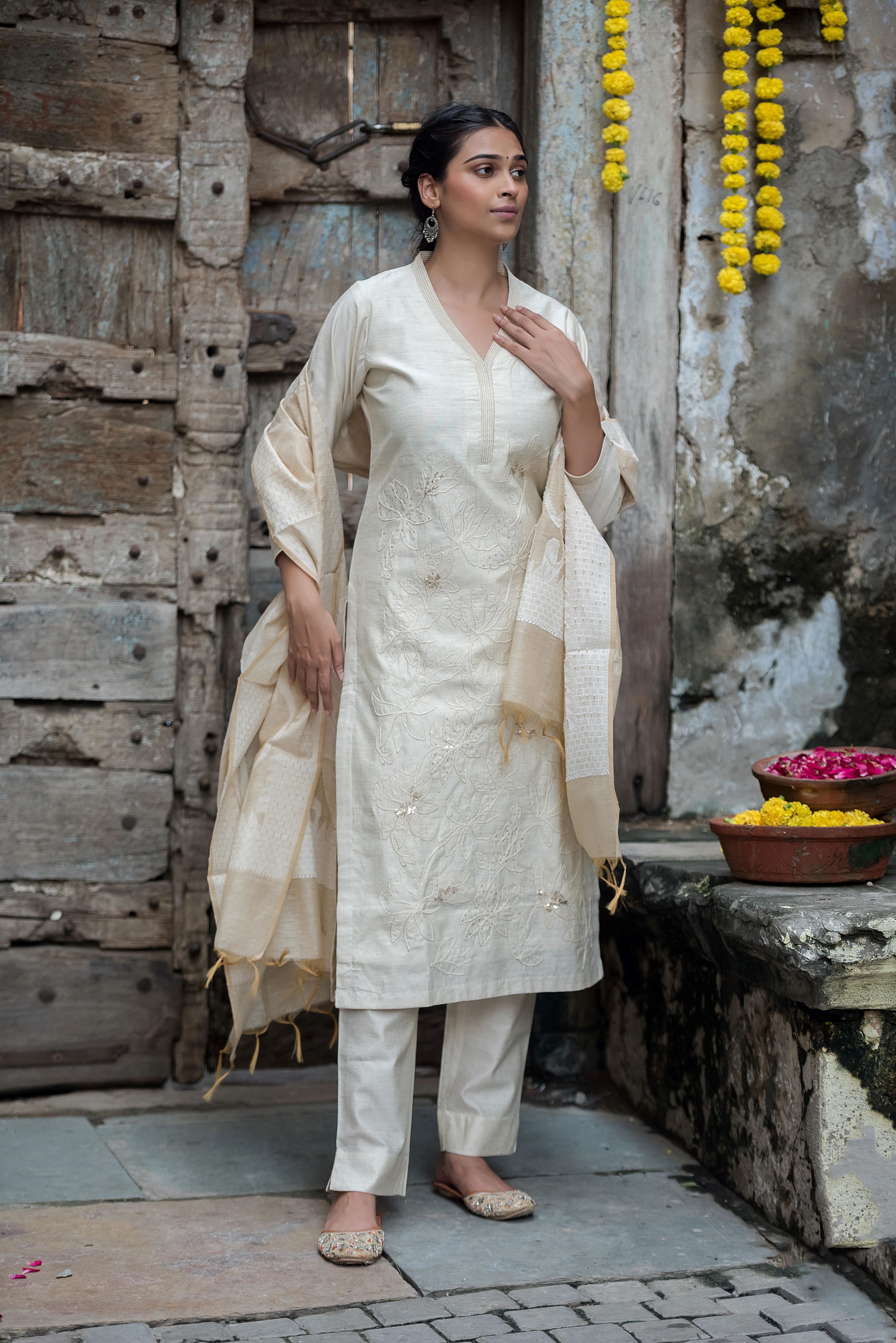 Beaige Cotton Salwar Suit