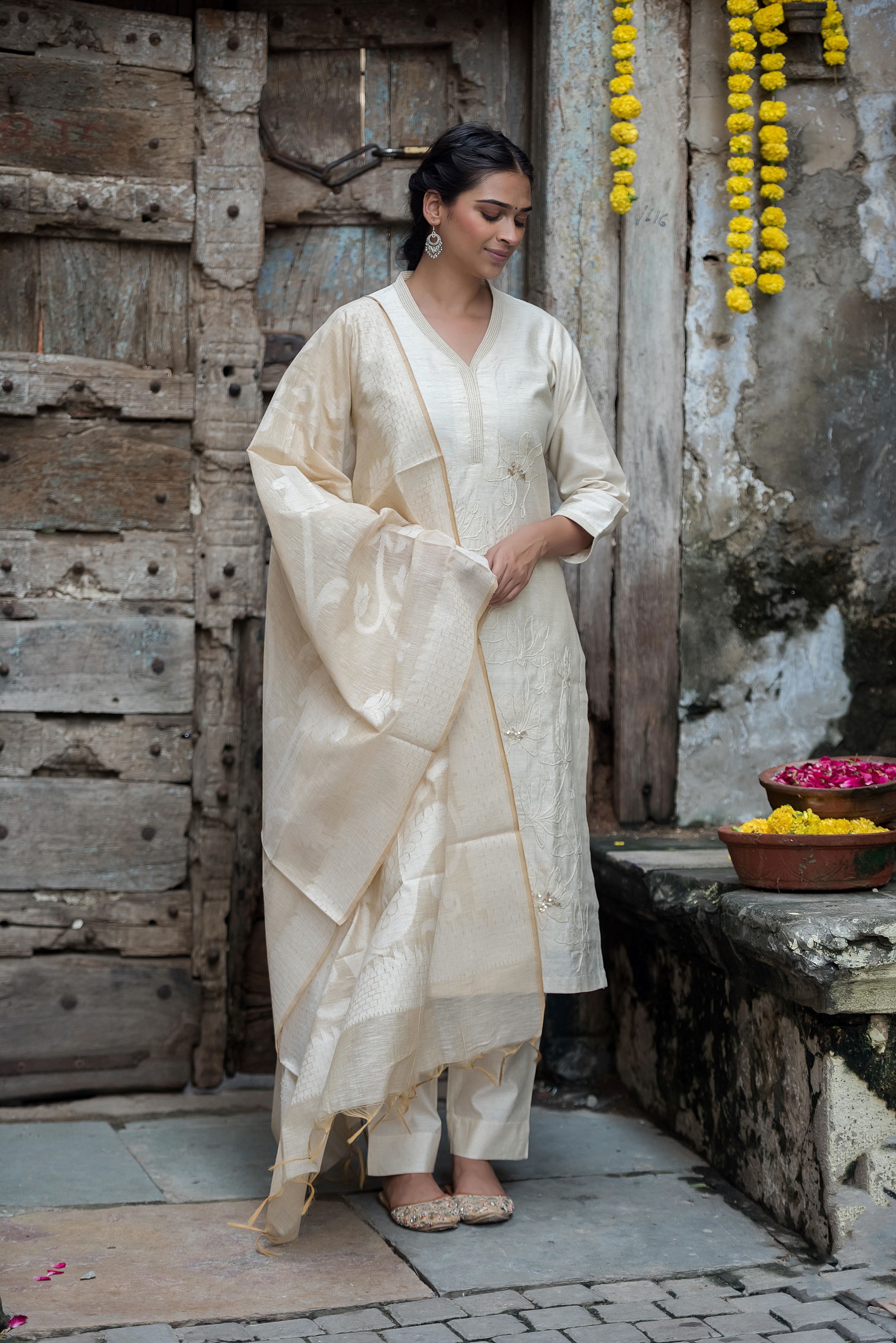 Beaige Cotton Salwar Suit