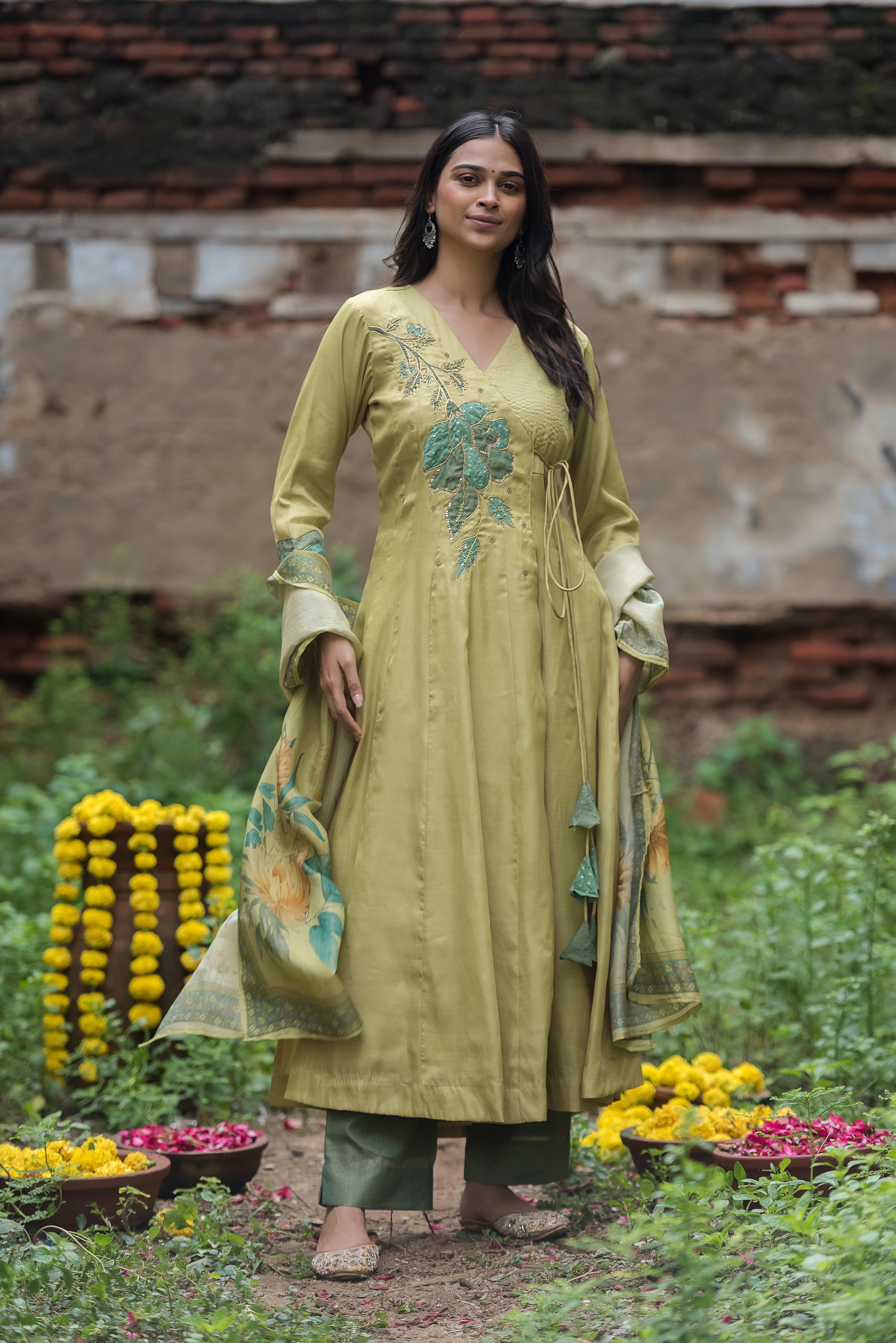 Yellow Flair-cut Salwar Suit