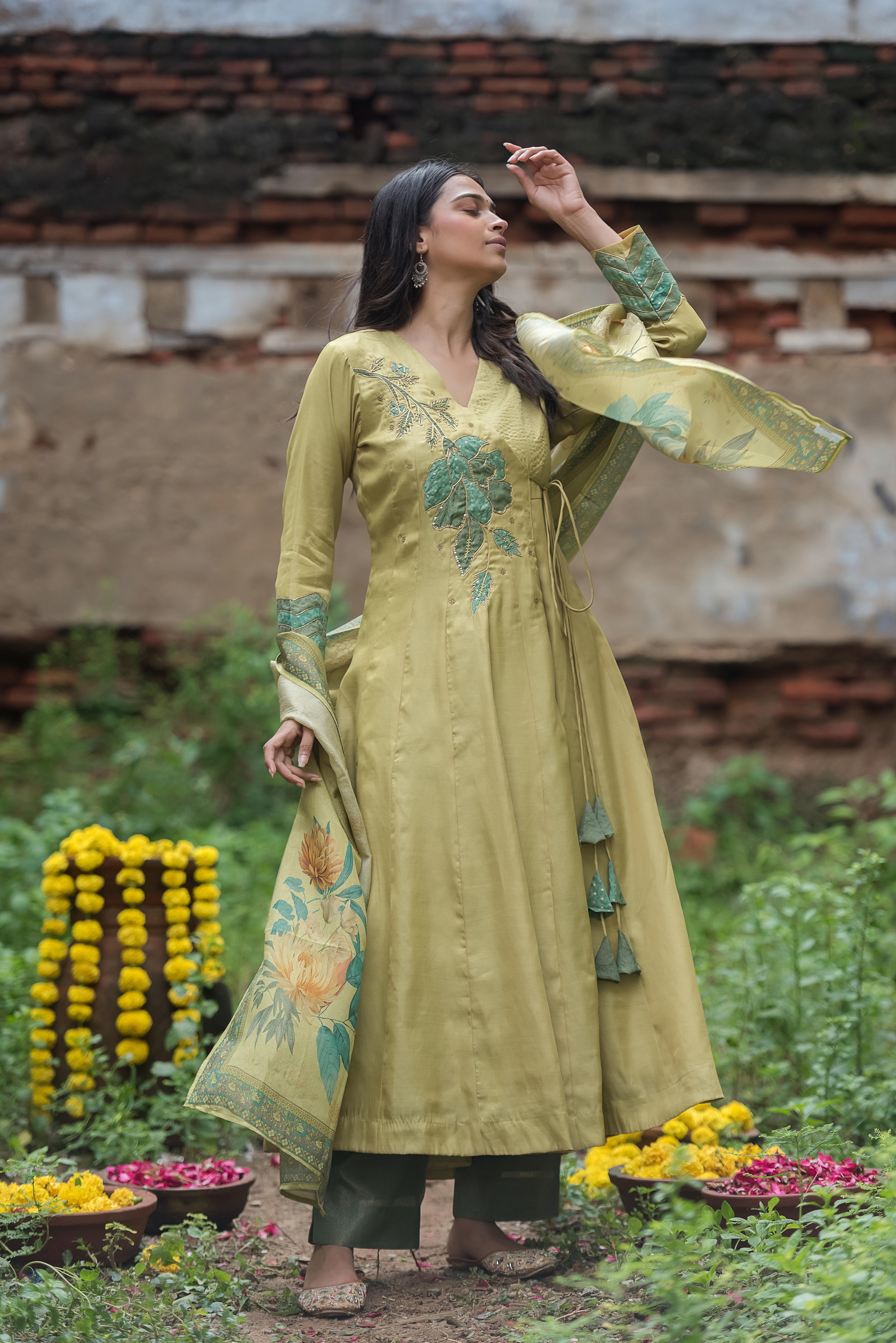 Yellow Flair-cut Salwar Suit
