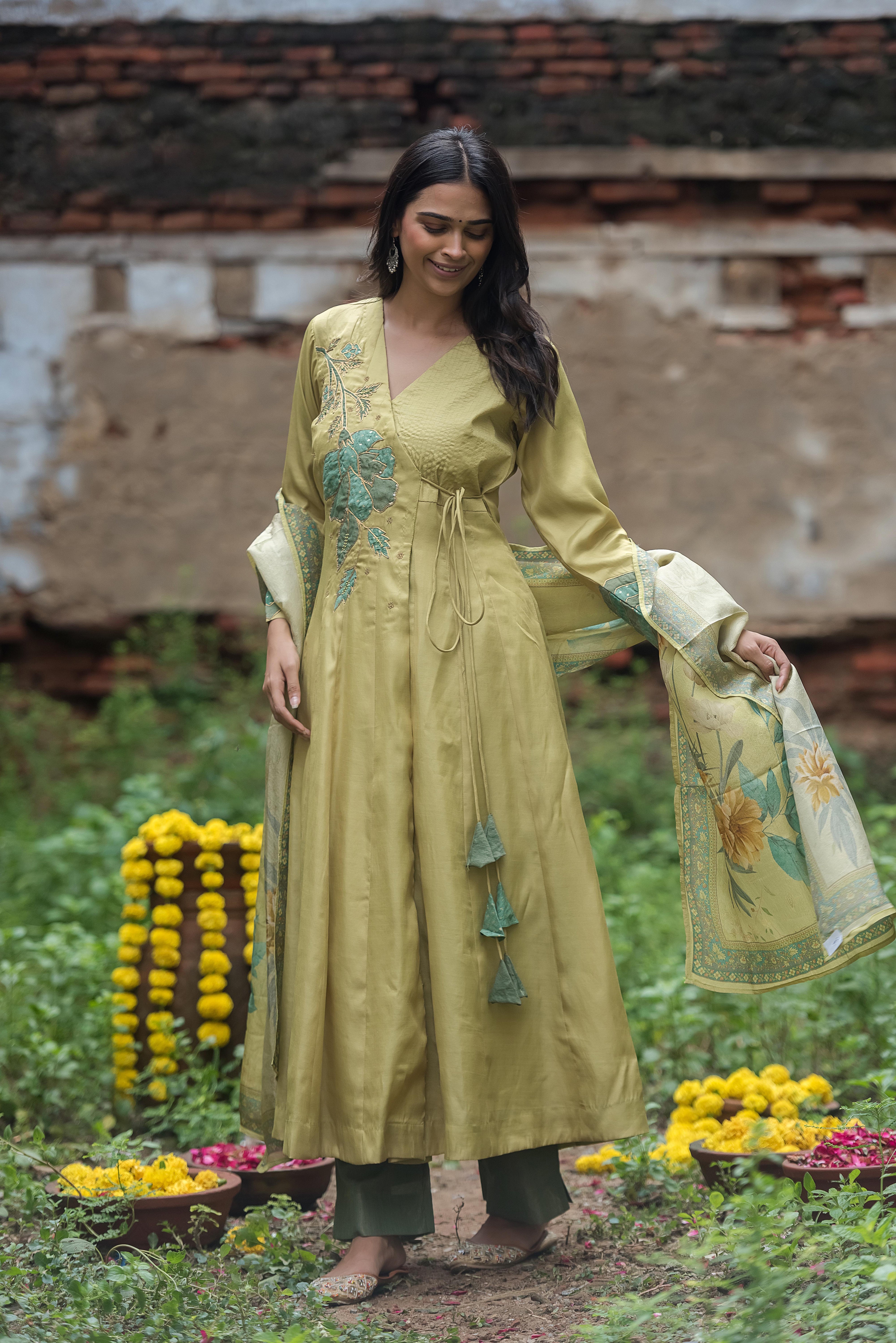 Yellow Flair-cut Salwar Suit