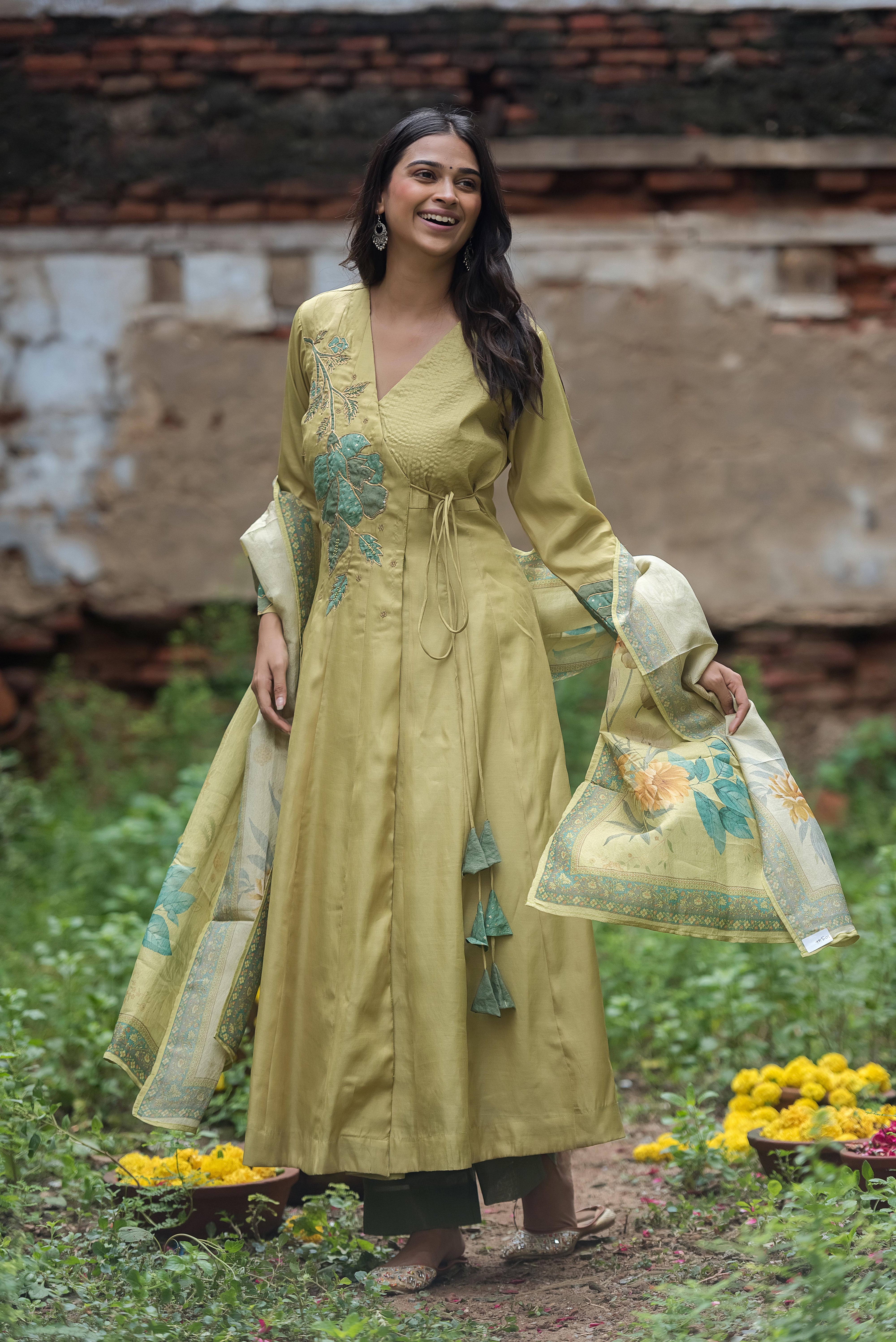 Yellow Flair-cut Salwar Suit