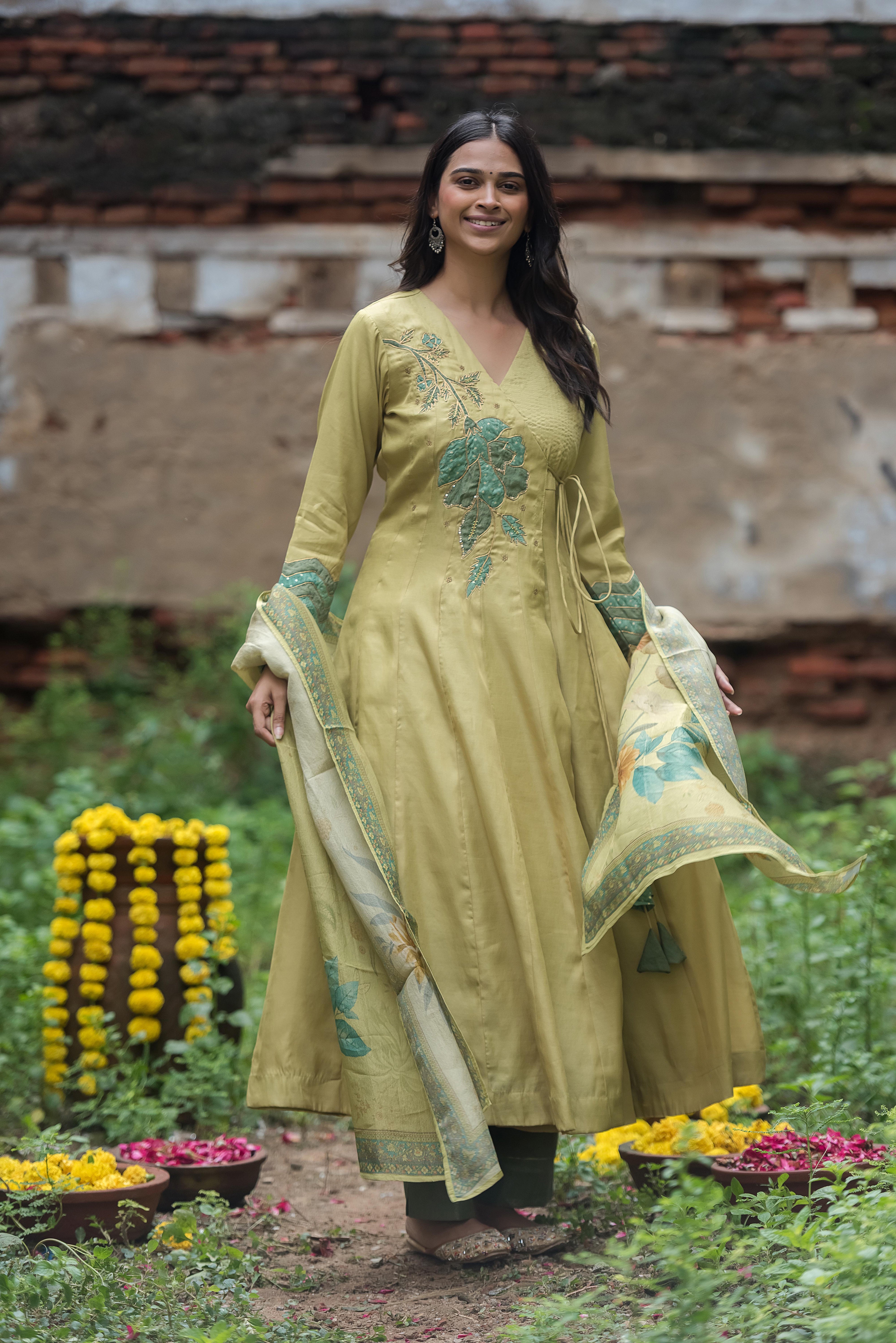 Yellow Flair-cut Salwar Suit