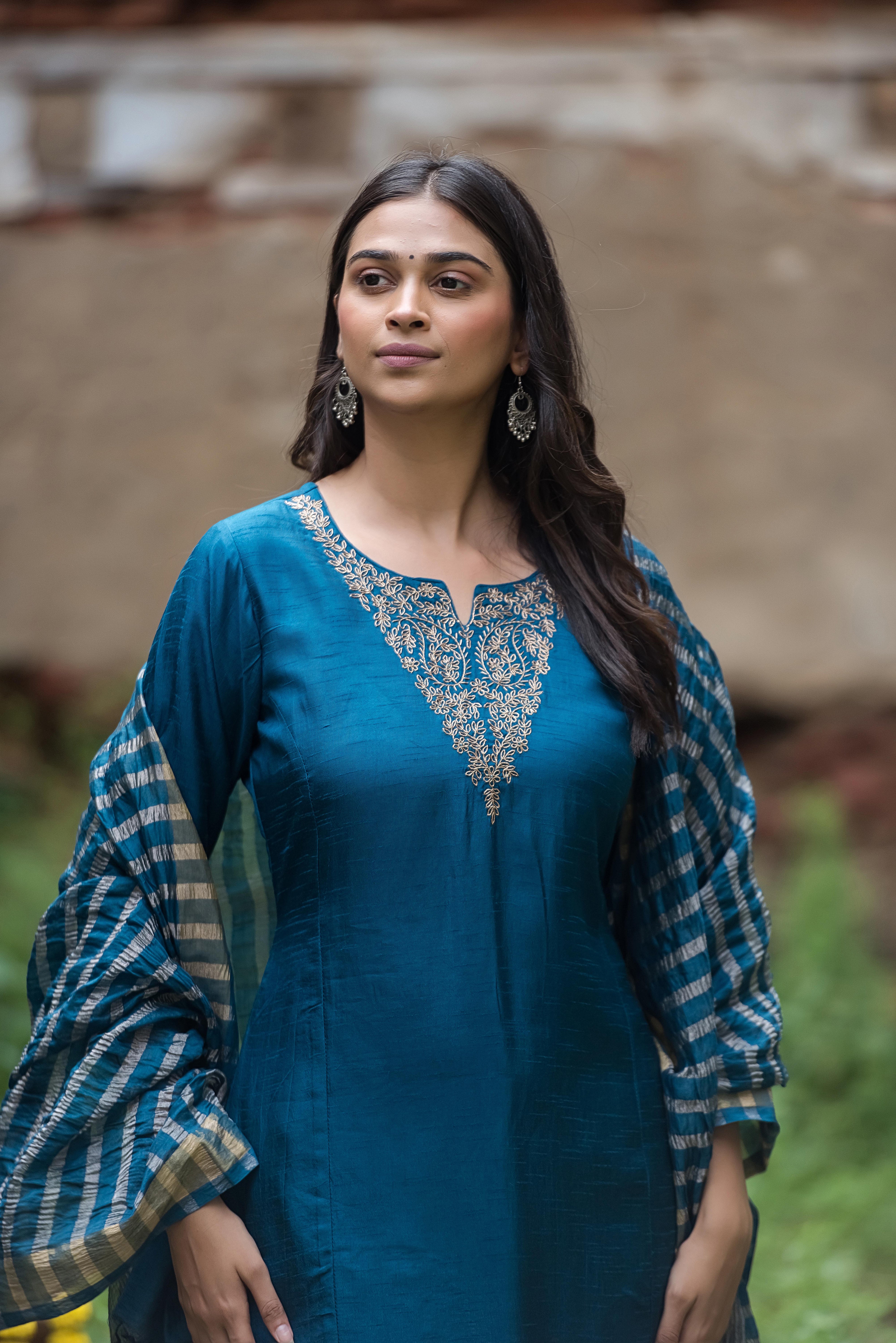 Rama Straight Suit with Khat Details