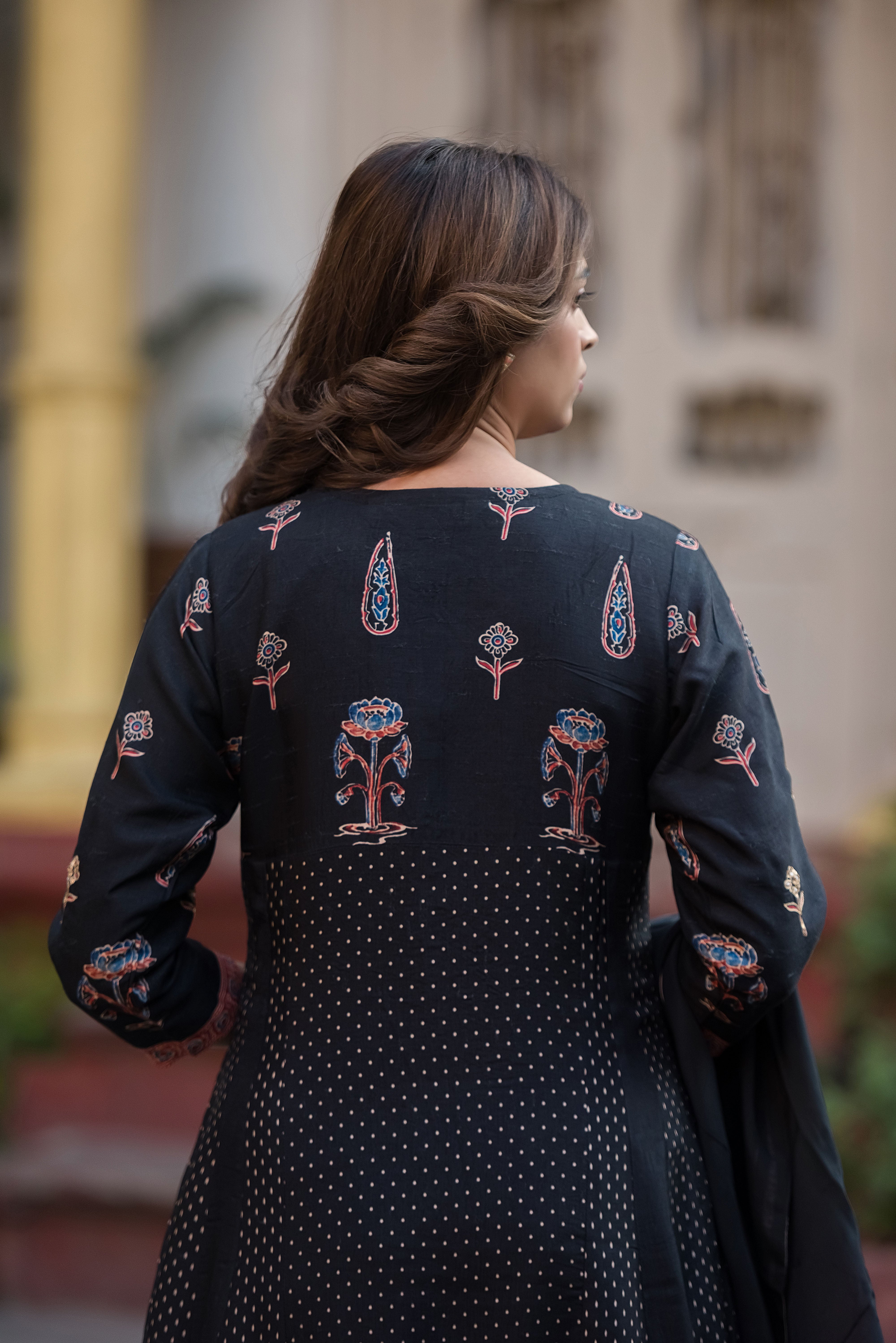 Rich Dola Silk Black Flared Suit Set