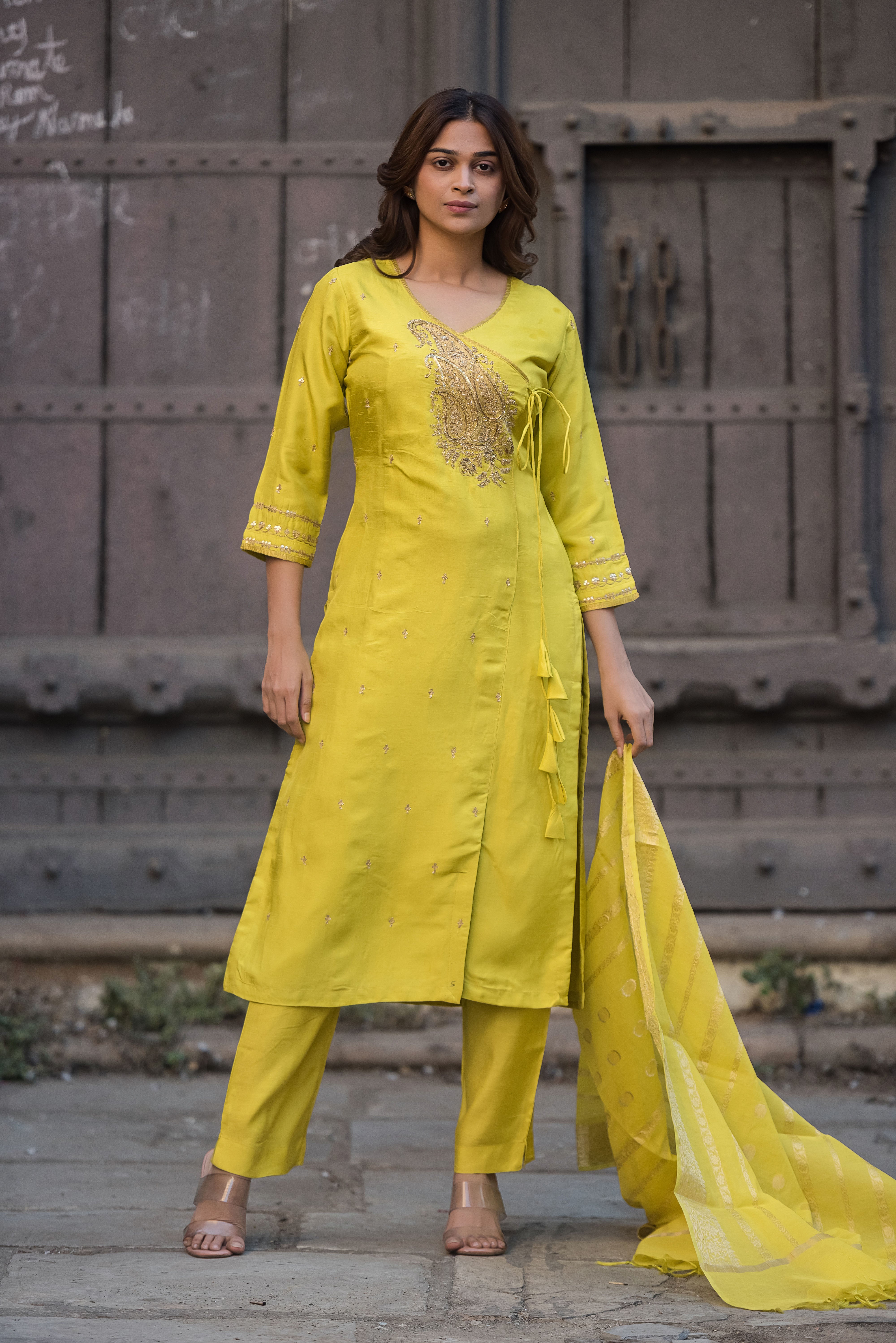 Lemon Angrakha Salwar Suit Set