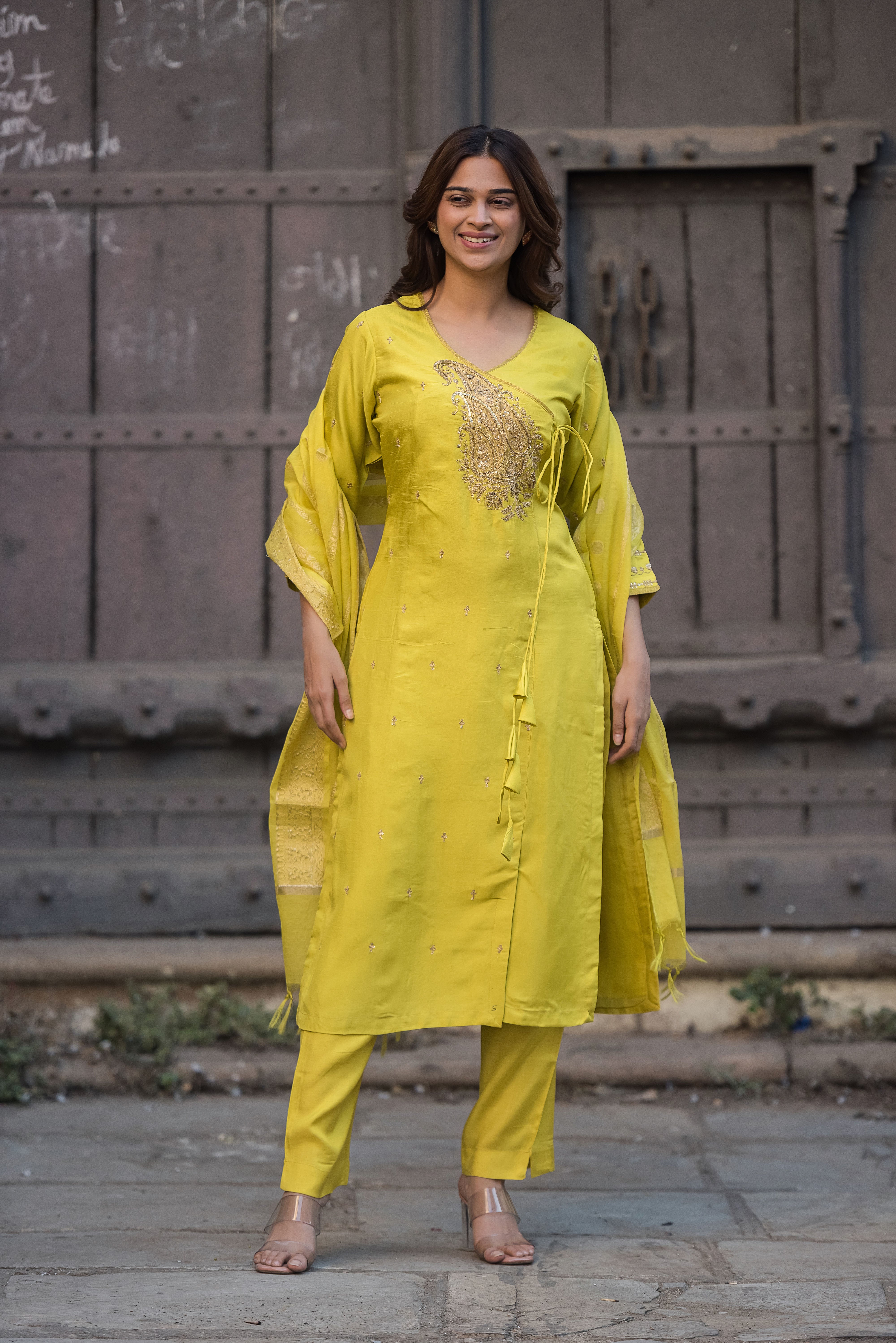 Lemon Angrakha Salwar Suit Set