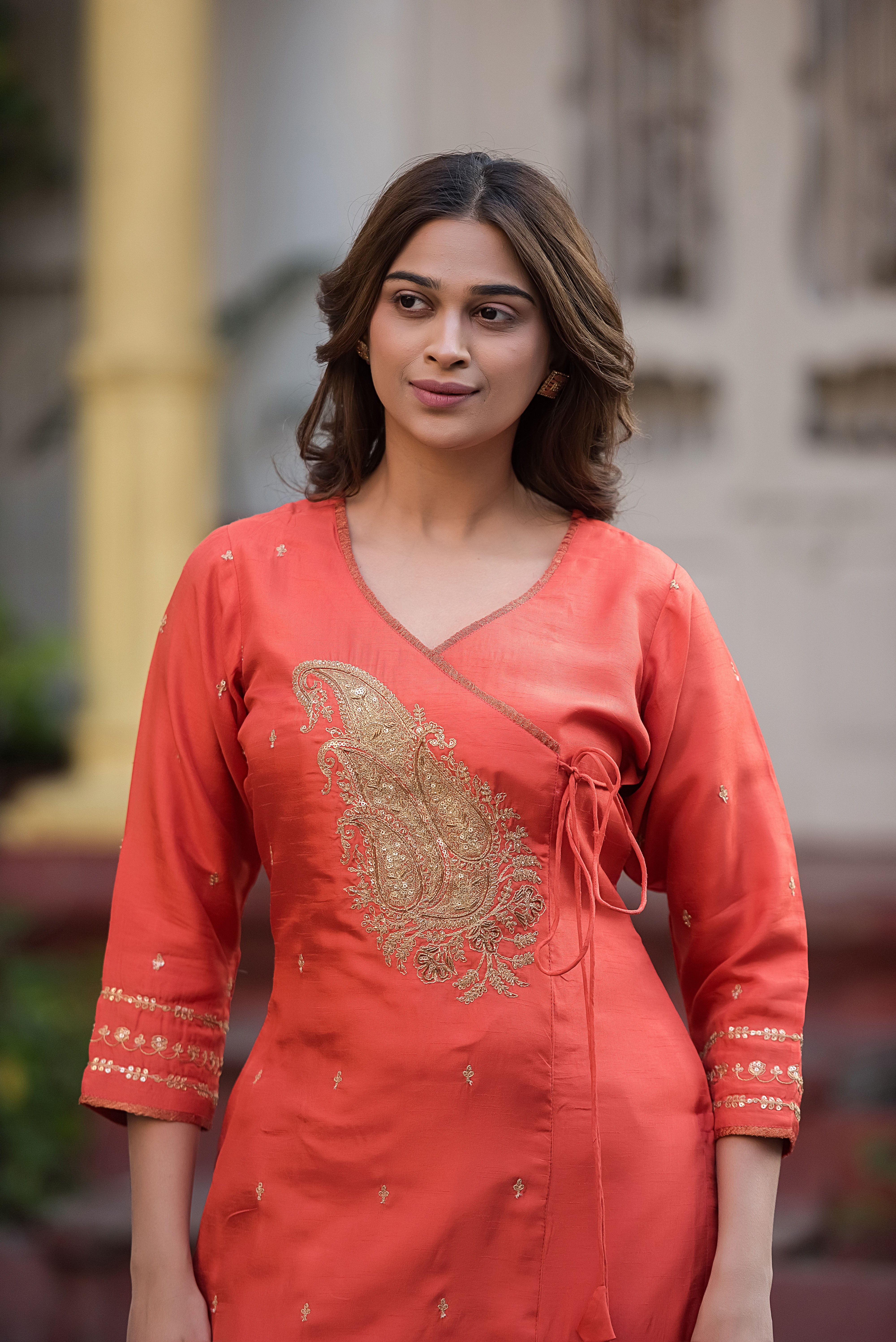 Rust Angrakha Salwar Suit Set