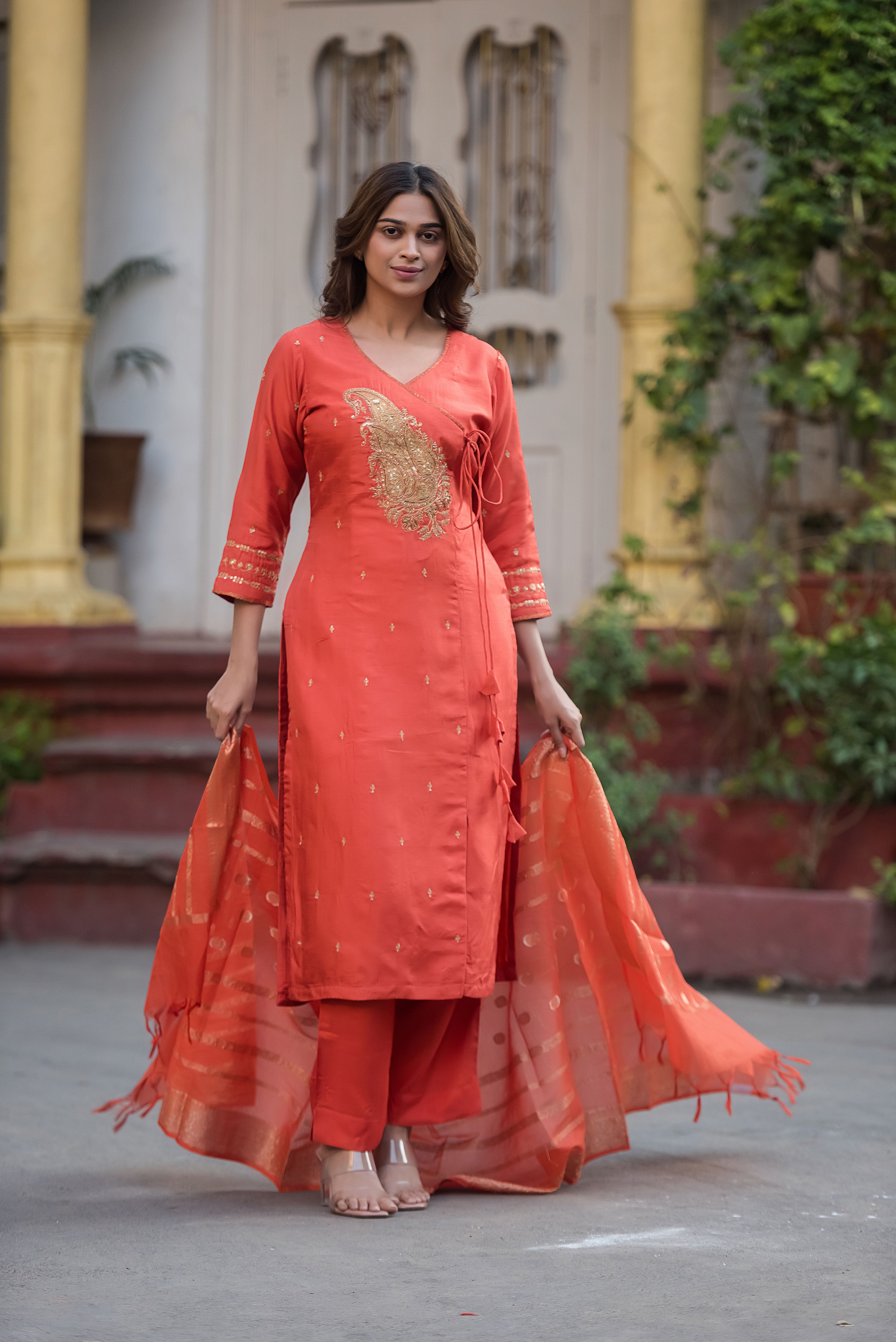 Rust Angrakha Salwar Suit Set