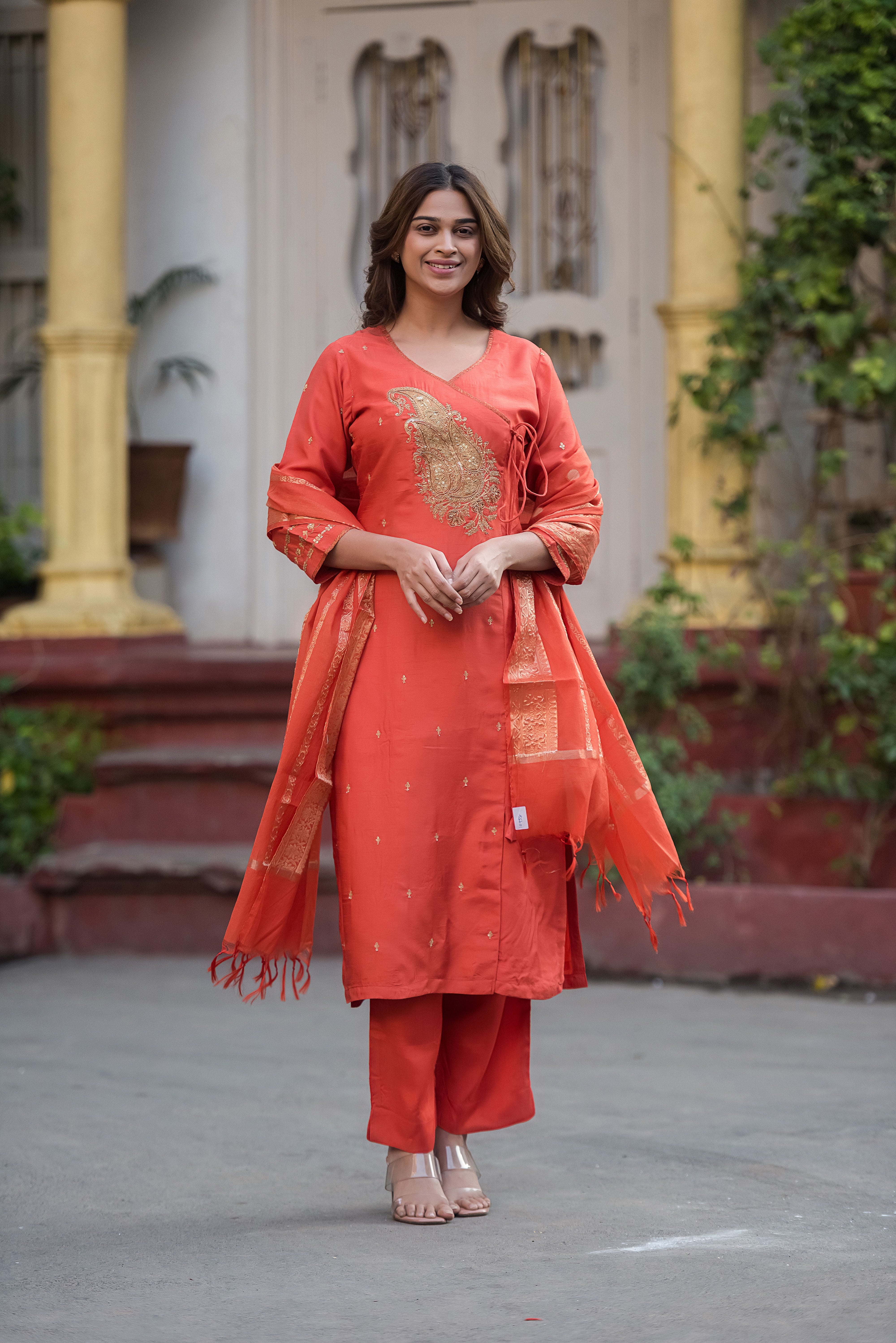 Rust Angrakha Salwar Suit Set